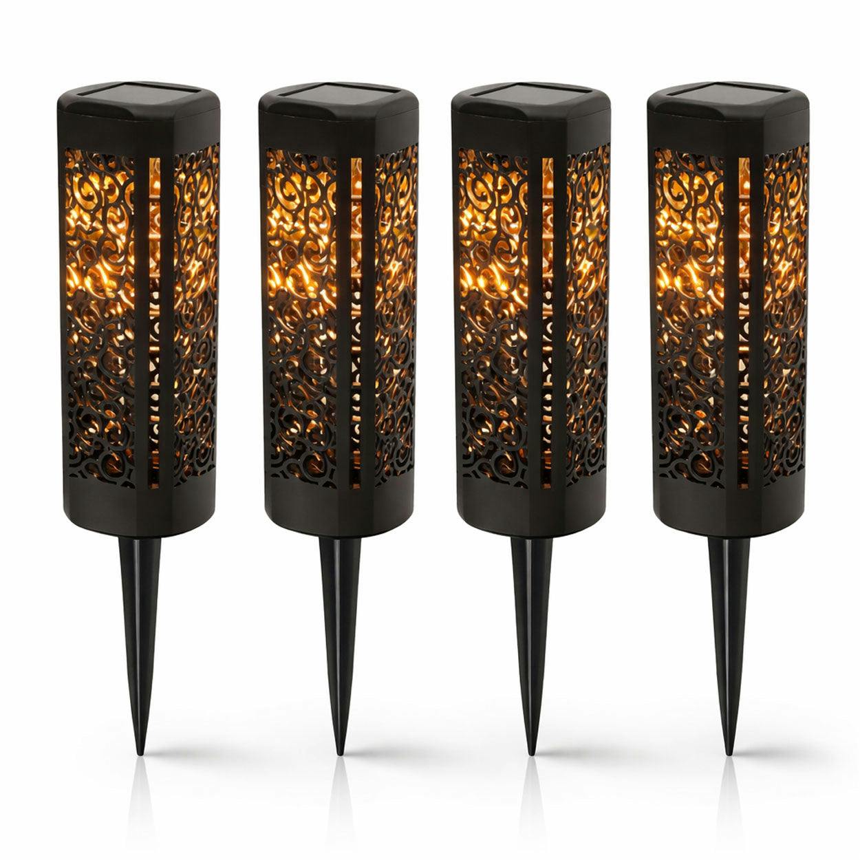 Rackhams White Pack Of 4 Solar Stake Lights – Warm Led Pathway Lights