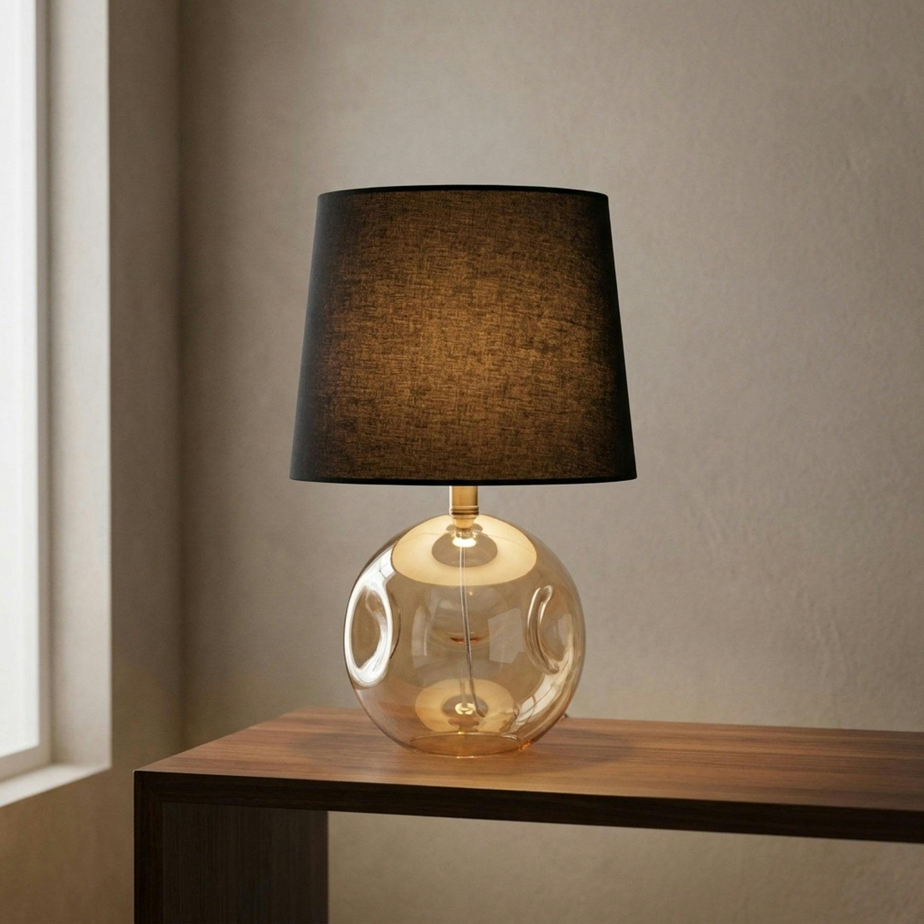 Garden Greatness Amber/Black Contemporary Organic Glass Table Lamp