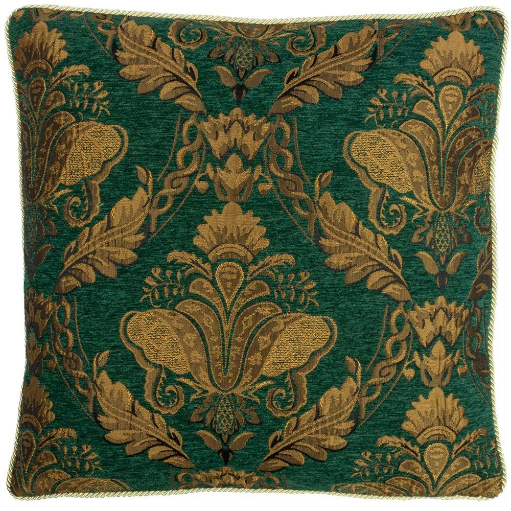 Rackhams Shiraz Jacquard Traditional Cushion Cover - Emerald - 45Cm X 45Cm - Emerald - 100% Polyester