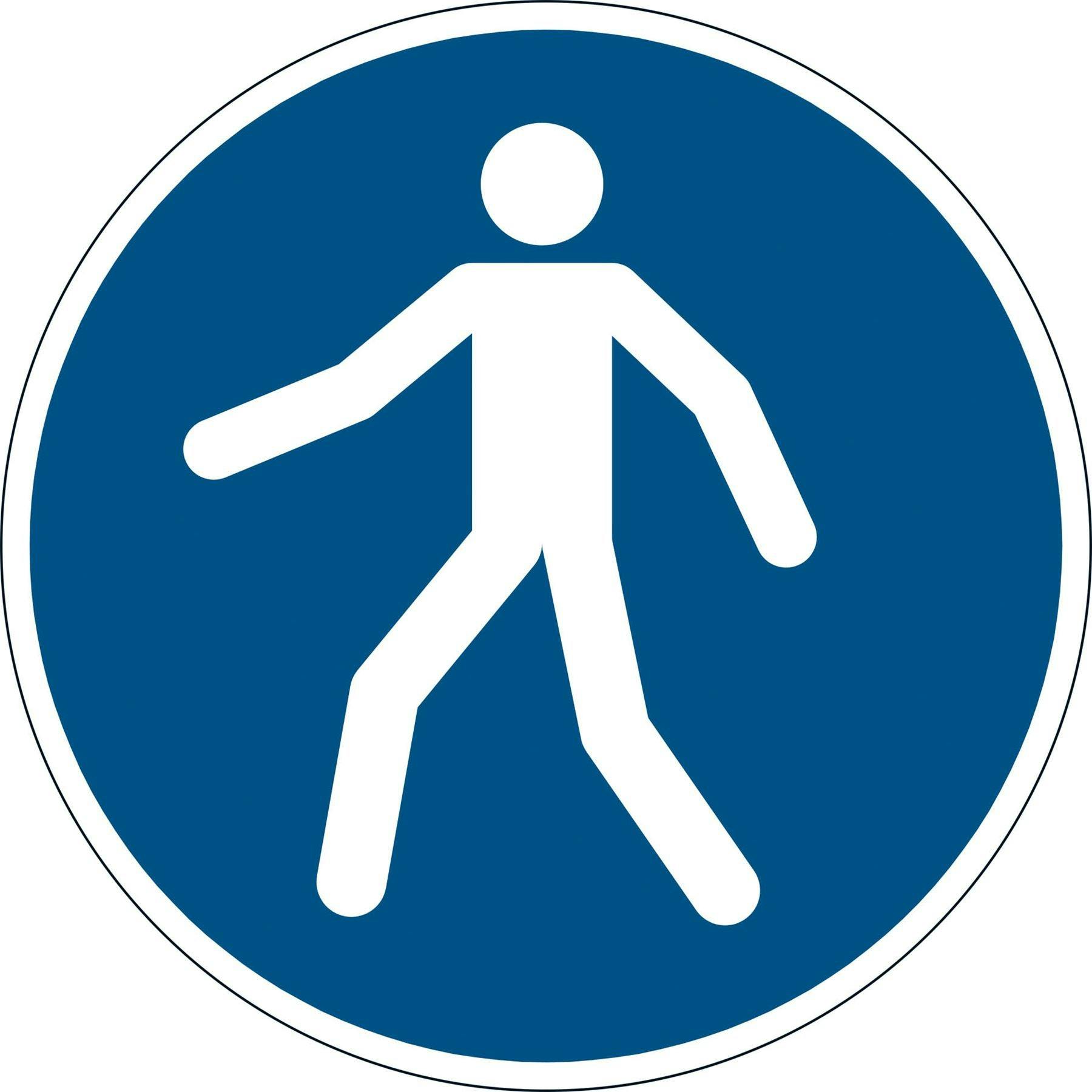 Rackhams Red Adhesive Iso "Use Walkway" Sign Safety Floor Sticker | 43Cm