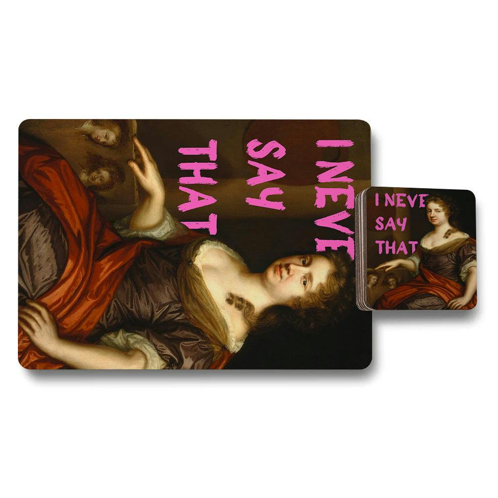 Rackhams Set Of 12 Placemats And Coasters With Designer Artwork And Wood Bottom