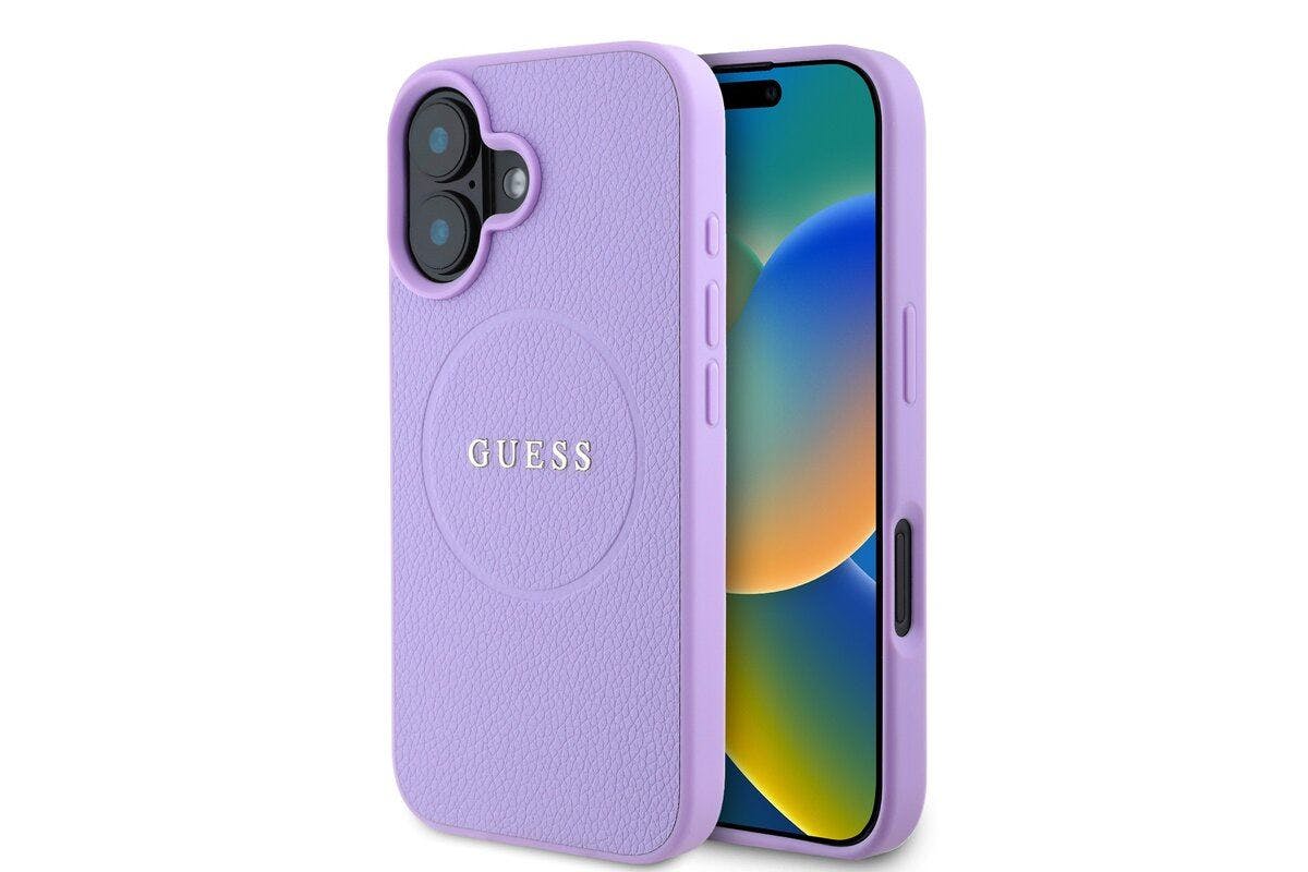 Guess Purple Pu Grained Classic Logo Case With Magsafe For Iphone 16 6.1" - Guhmp16spghsmmu
