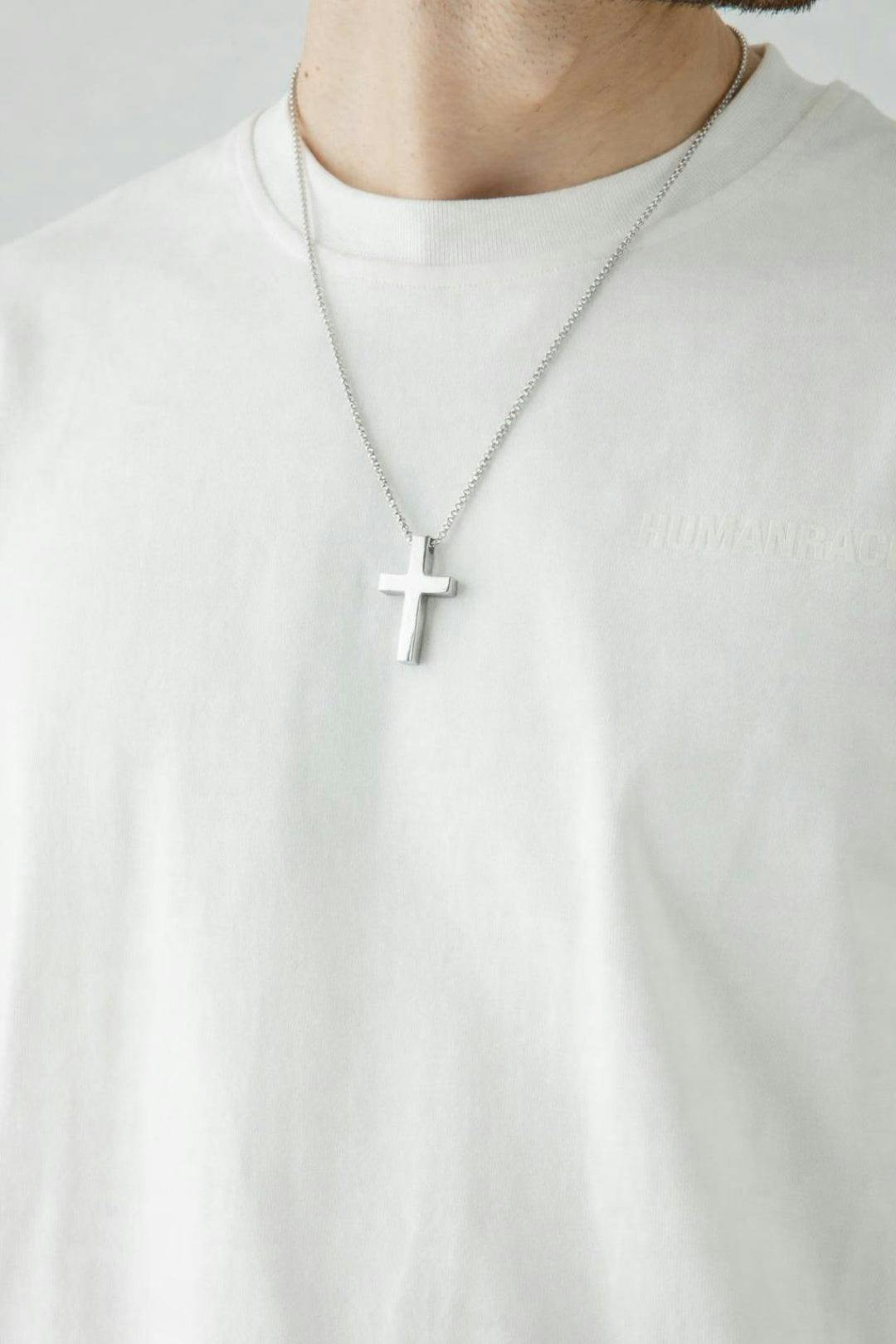 SVNX Unisex Cross Pendant Necklace in Silver - Image 3
