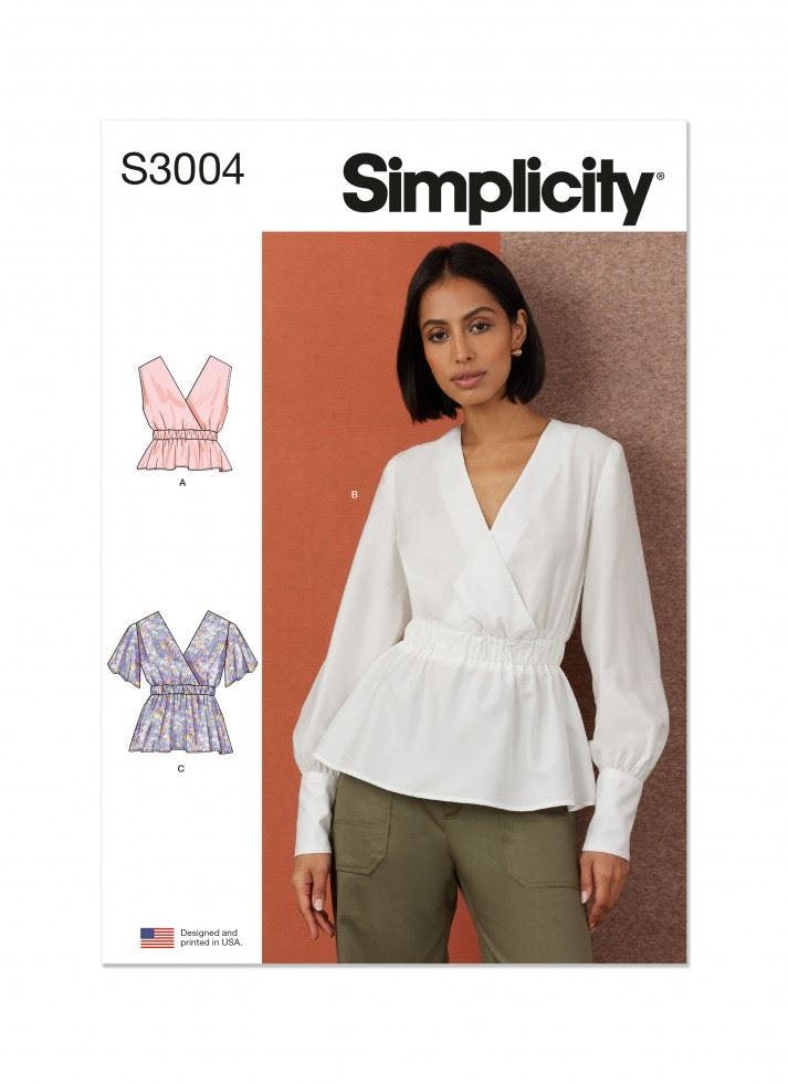 Simplicity Women's Sewing Pattern 3004, Tops For H5 (6-8-10-12-14) - Easy - H5 (6-8-10-12-14)