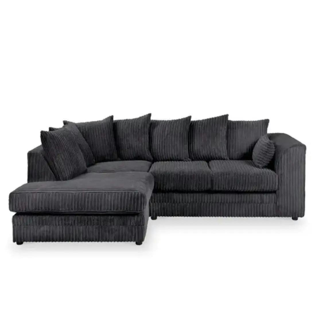 Snug Furniture Black Camden Jumbo Cord Left Hand Corner Sofa Set