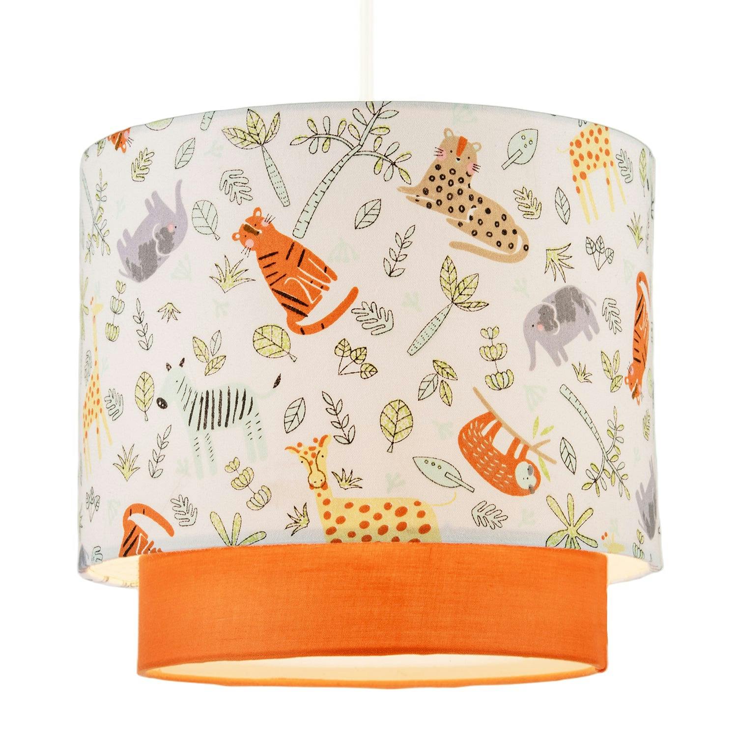 Happy Homewares Light Safari Animals Childrens Pendant Shade With Double Tier Design