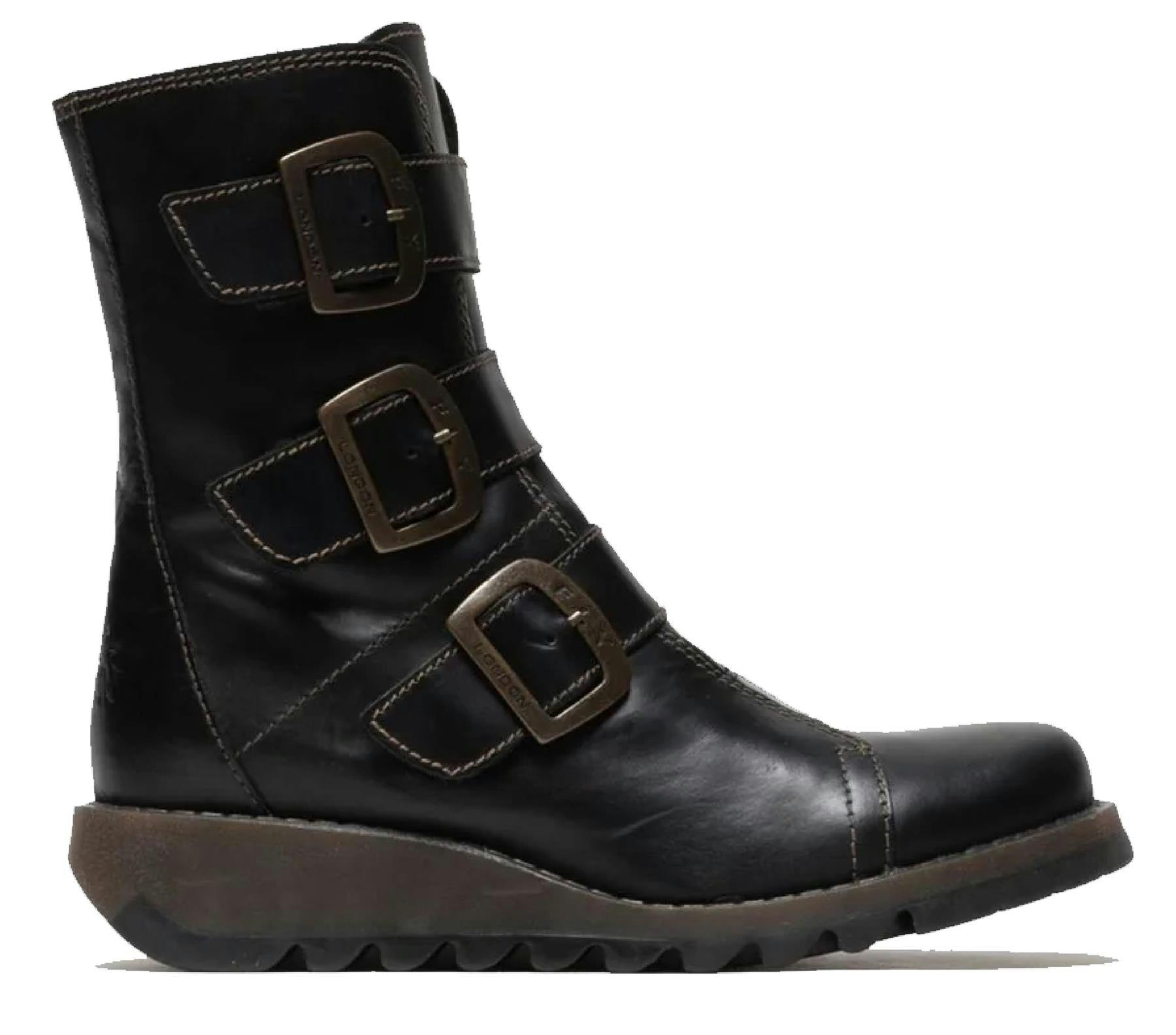 Fly London Women's Black Scop110 Chelsea Leather Ankle Zip Biker Boots - Uk 3 | Eu 36 | Us 5.5