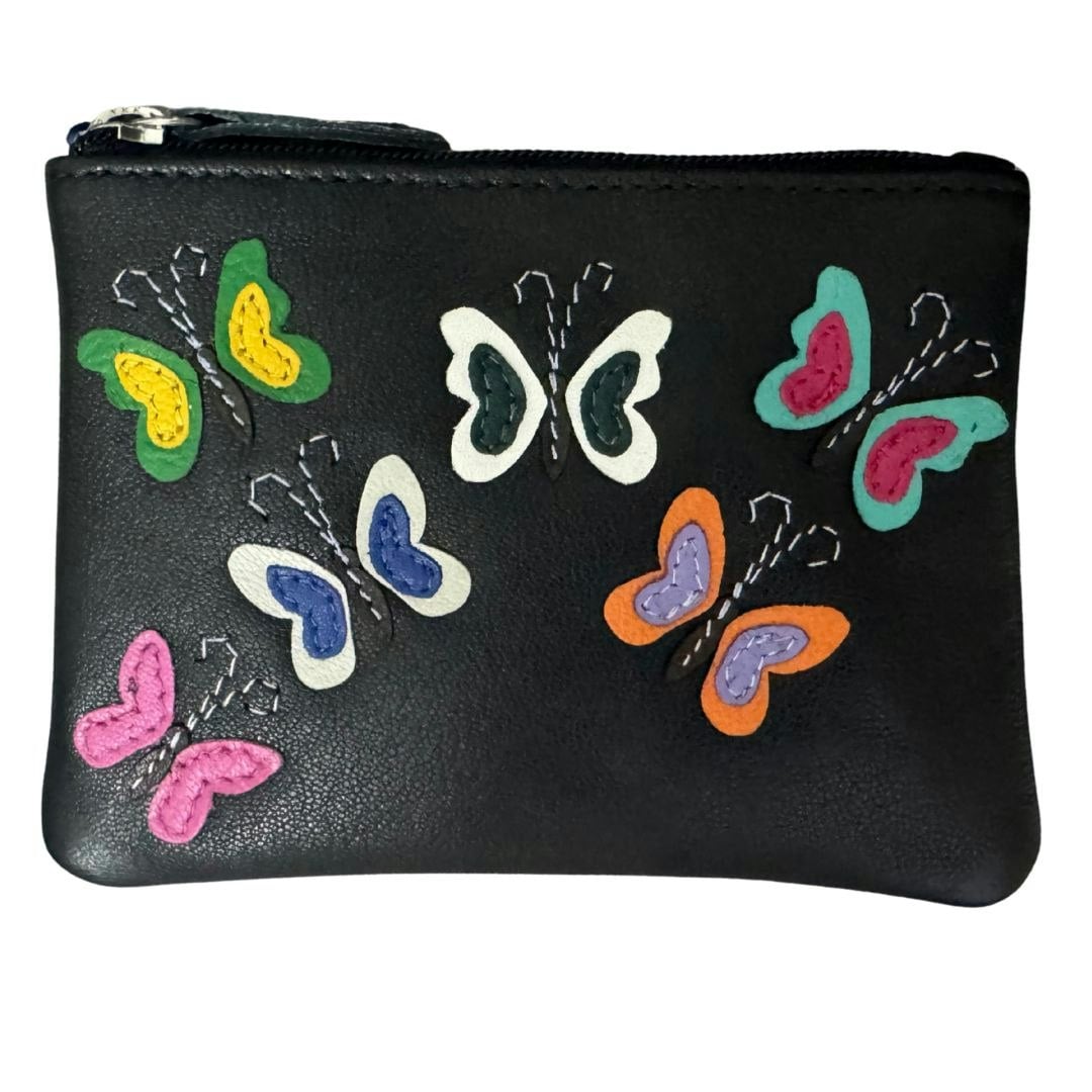 Mala Leather Black Juno Butterfly Leather Rfid Coin Purse