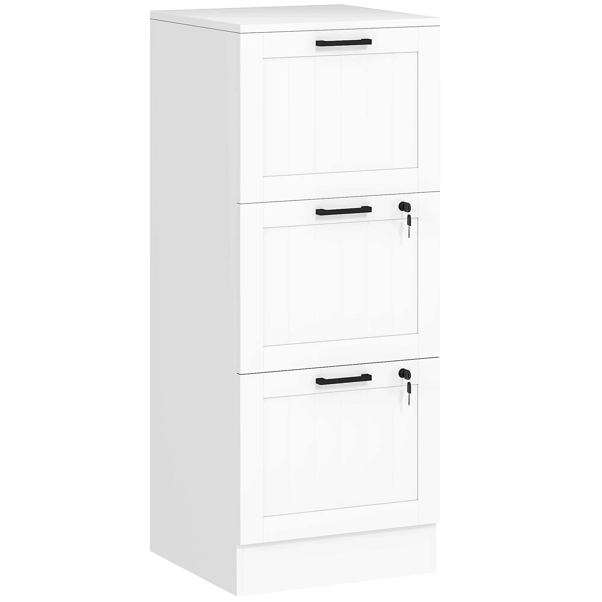 3 Drawer Filing Cabinet with Lock Office Storage with Adjustable Hanging White - Image 5