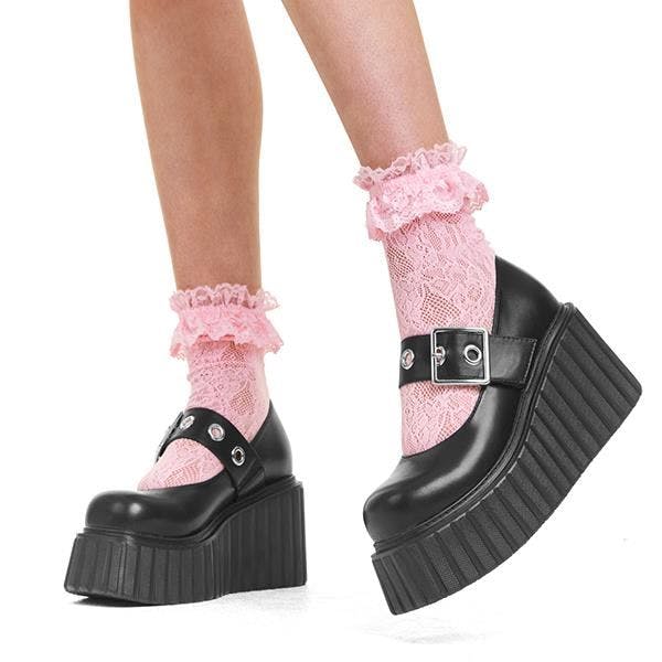 Lamoda Black Survivor Chunky Platform Creeper Shoes In Pu Stylish Footwear - Uk7