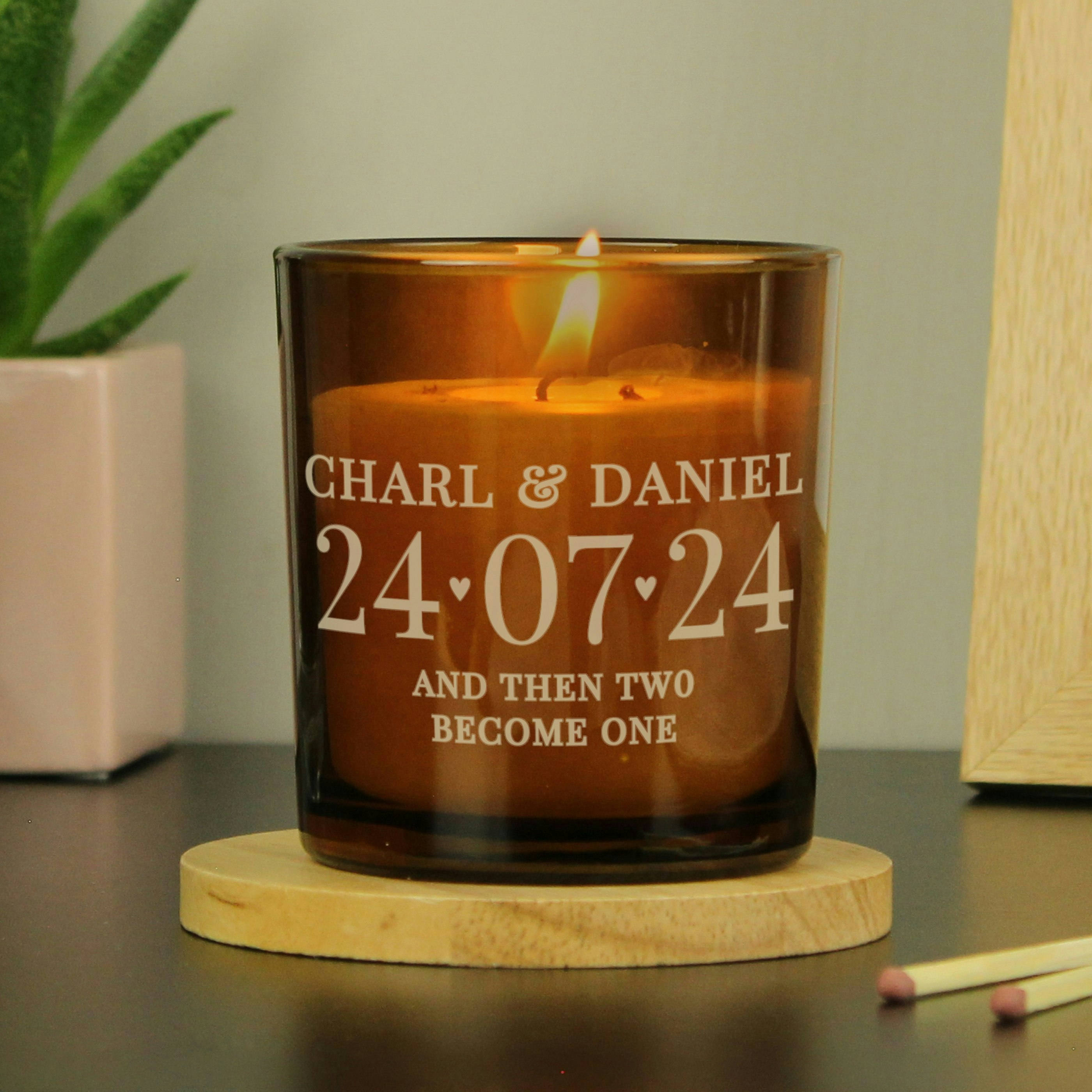Personalised Memento Company Amber Personalised Special Date Glass Candle