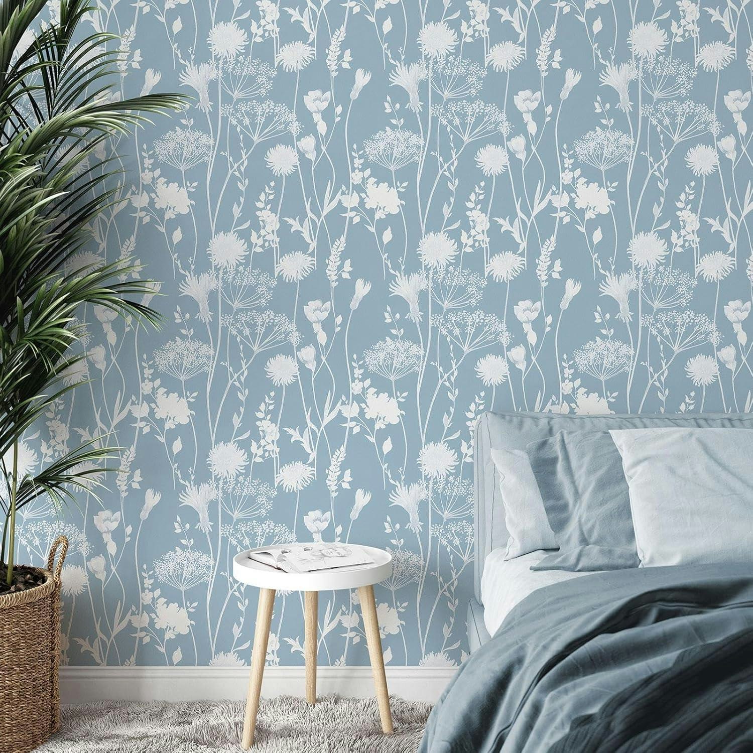 Catherine Lansfield Blue Meadowsweet Floral Wallpaper