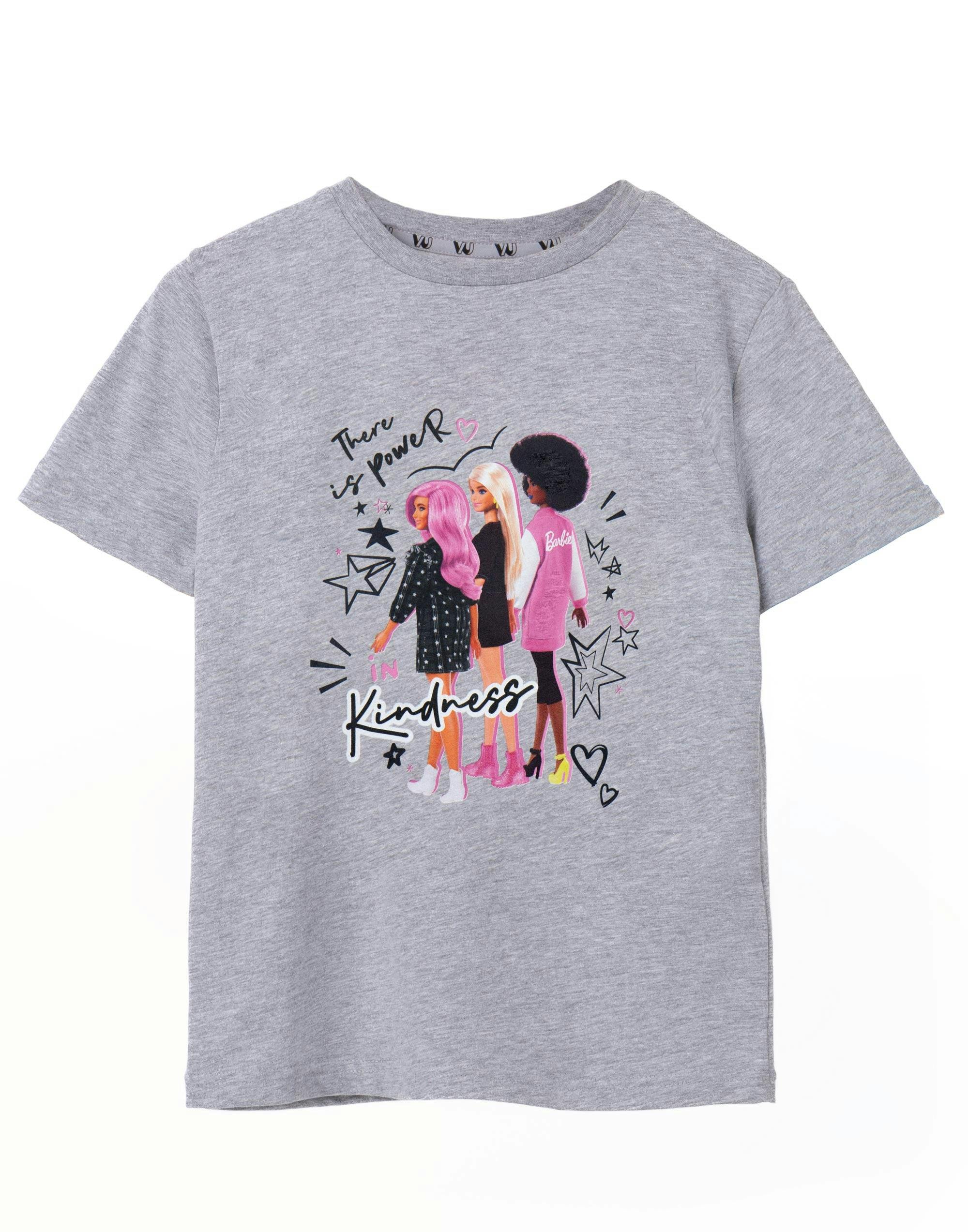 Vanilla Underground Girls Grey Barbie Doodle Group Pose Short Sleeved T-Shirt - 3-4 Years