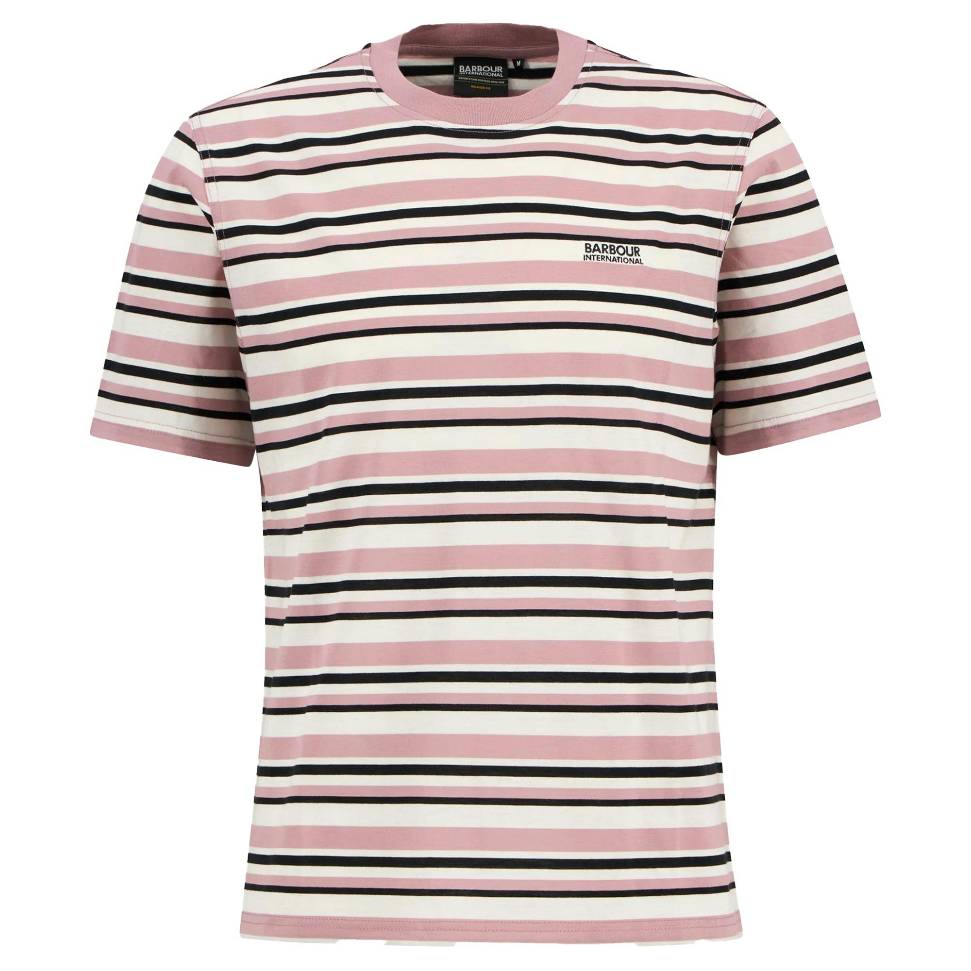 Barbour International Burnwood Stripe T-Shirt Woodrose - L