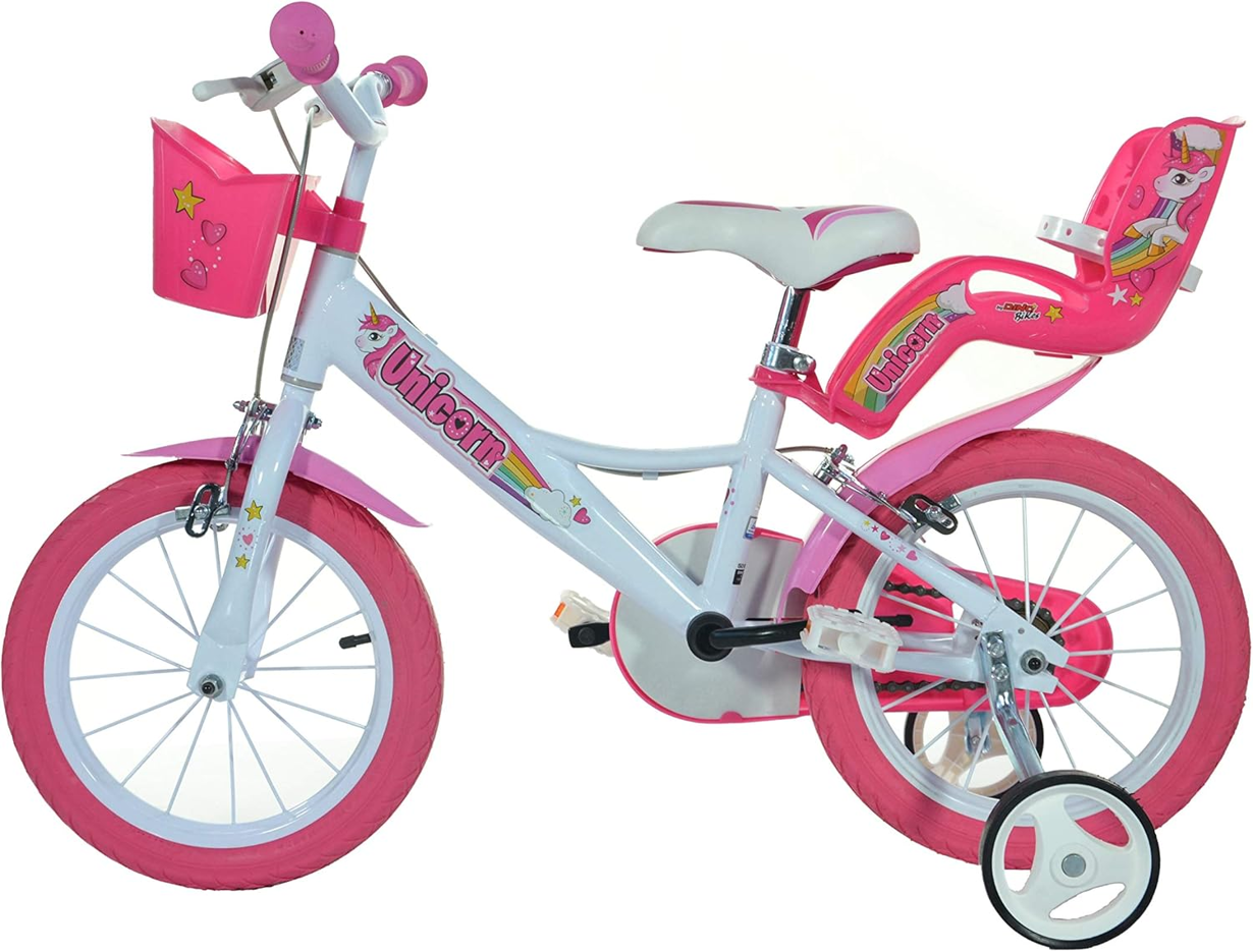 Dino Bikes Pink/White Unicorn 14'' Bicycle