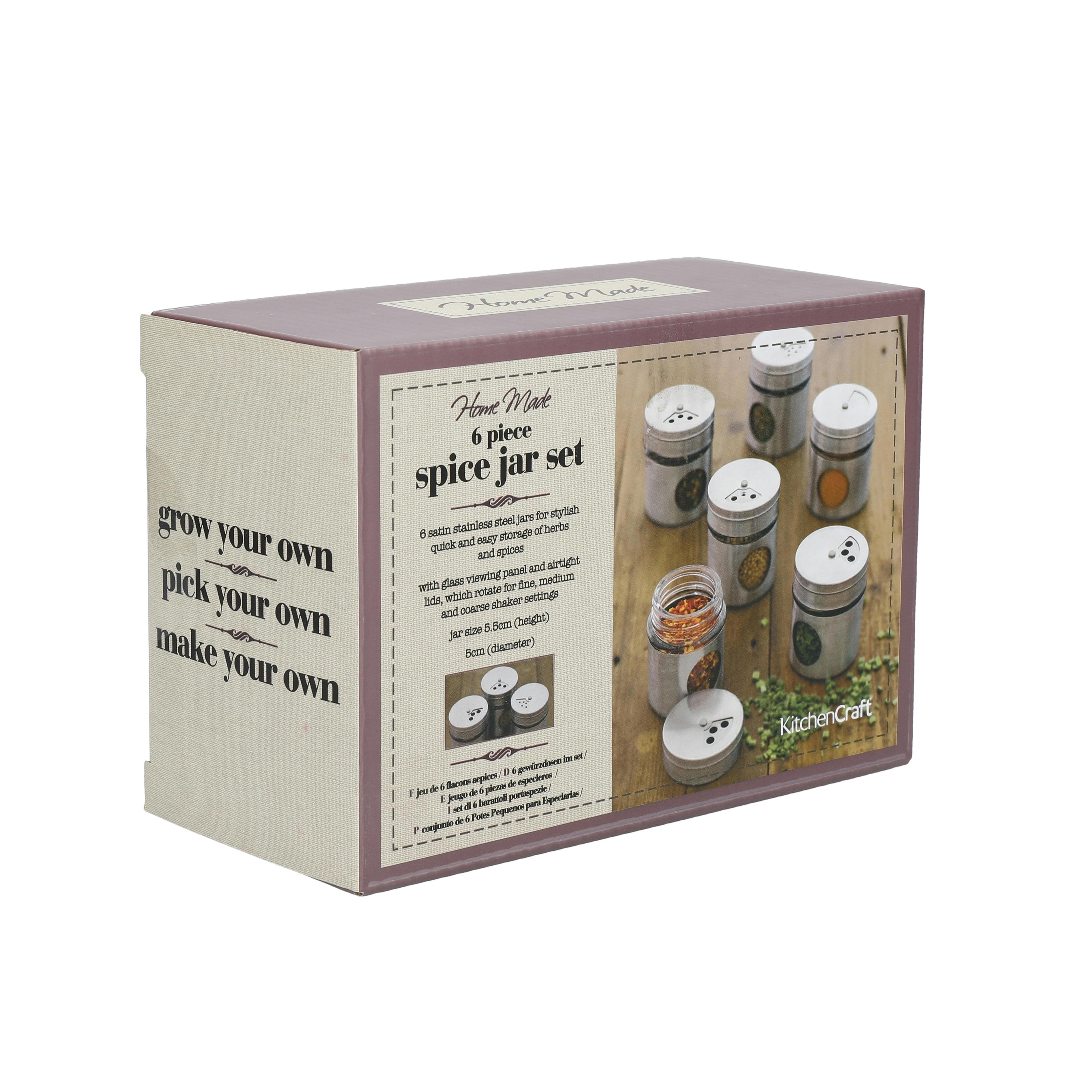 Rackhams Silver Home Made Set Of 6 Stainless Steel Spice Jars - Stainless Steel - Spice Tools