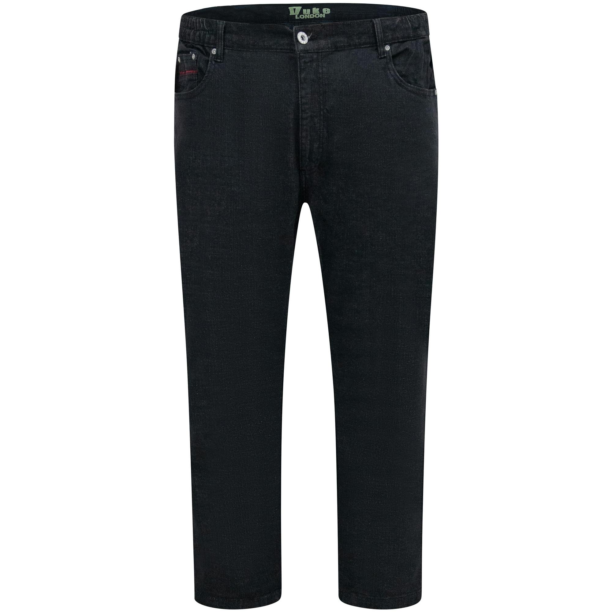 Duke Men's Black D555 London Balfour Elasticated Waist Kingsize Jeans - 44R - 77% Cotton/22% Polyester/1% Elastane