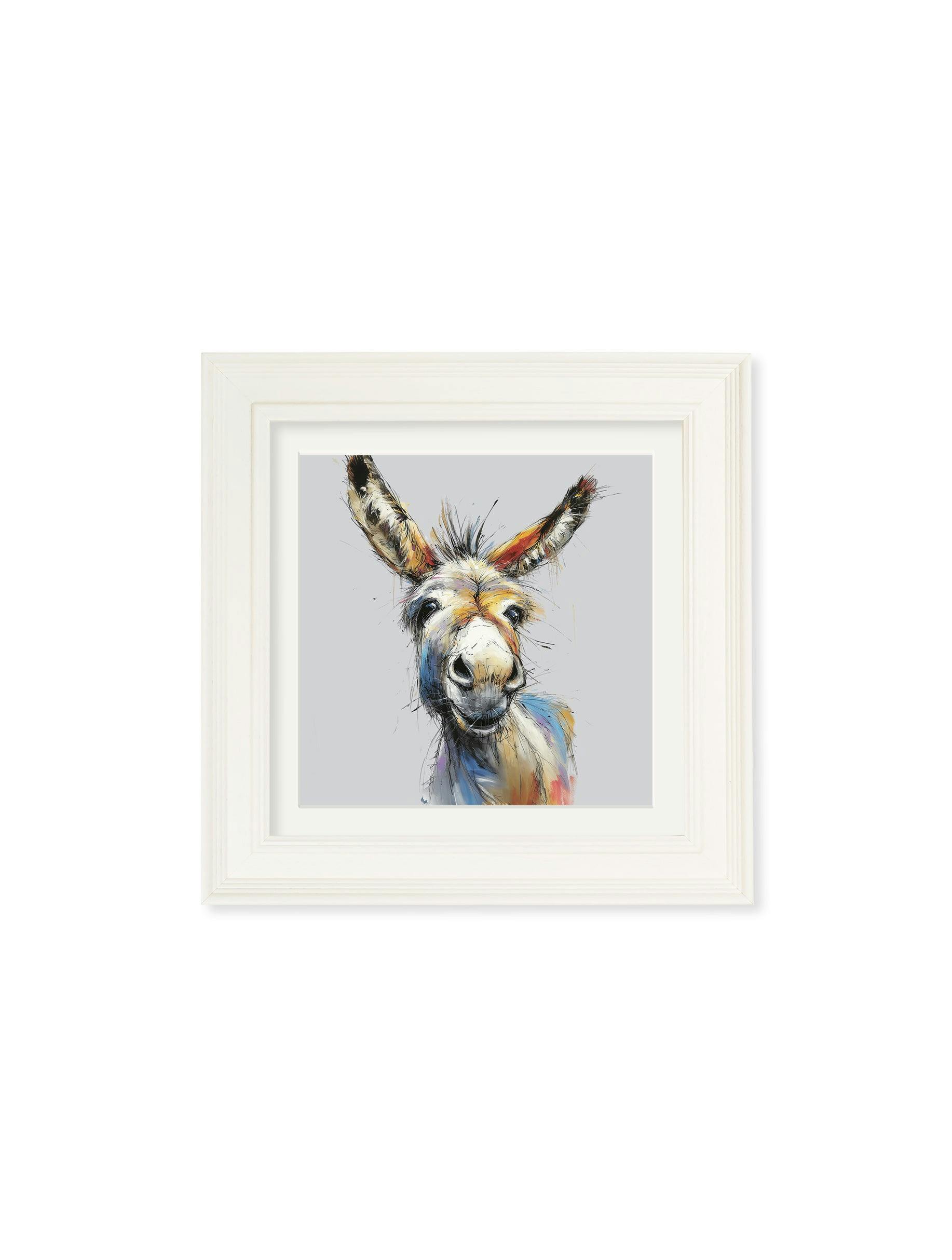 Rackhams Cream Donkey Jack & Jennet Cosy Sketch - Hurstwood Square Frame - Donkey Jack - 44 X 44 Cm - Hurstwood Square