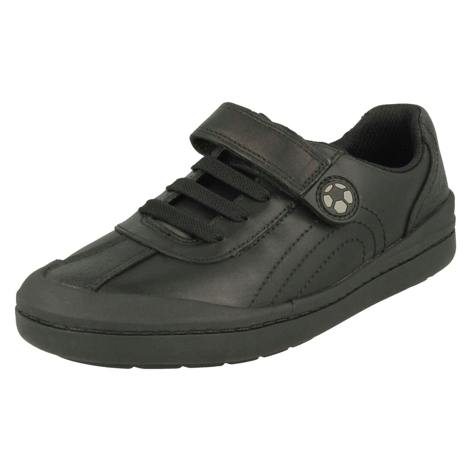 Clarks Boys Black Football Detailed School Shoes Rock Pass - Leather - Uk 7.5 Infant - G