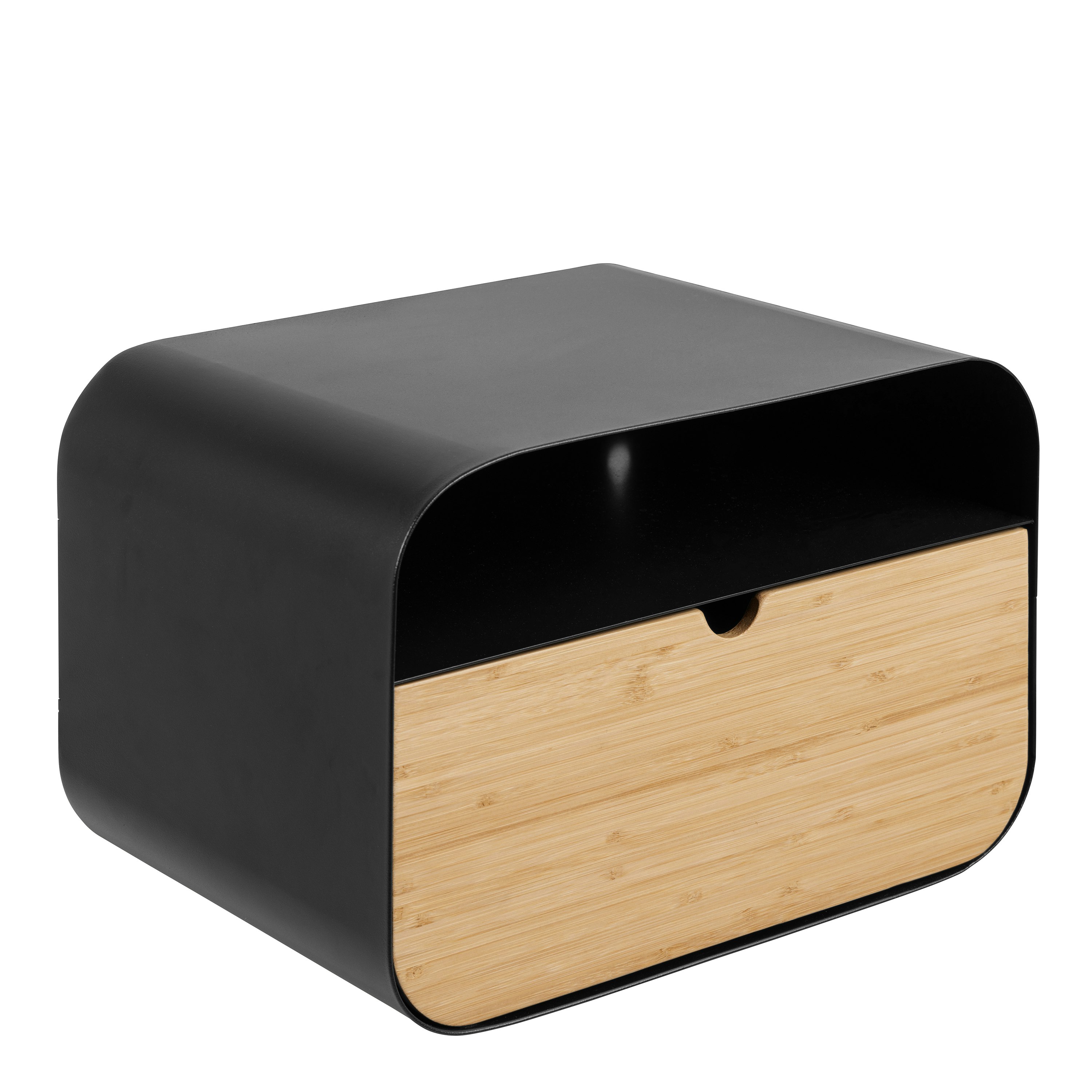 Rackhams Black Joliet Wallmounted Bedside Table In And Bamboo - Manufactured Wood - 1