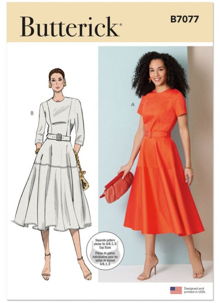 Butterick Women's Sewing Pattern 7077, Dresses For K5 (8-10-12-14-16) - Intermediate - Y5 (18-20-22-24-26)