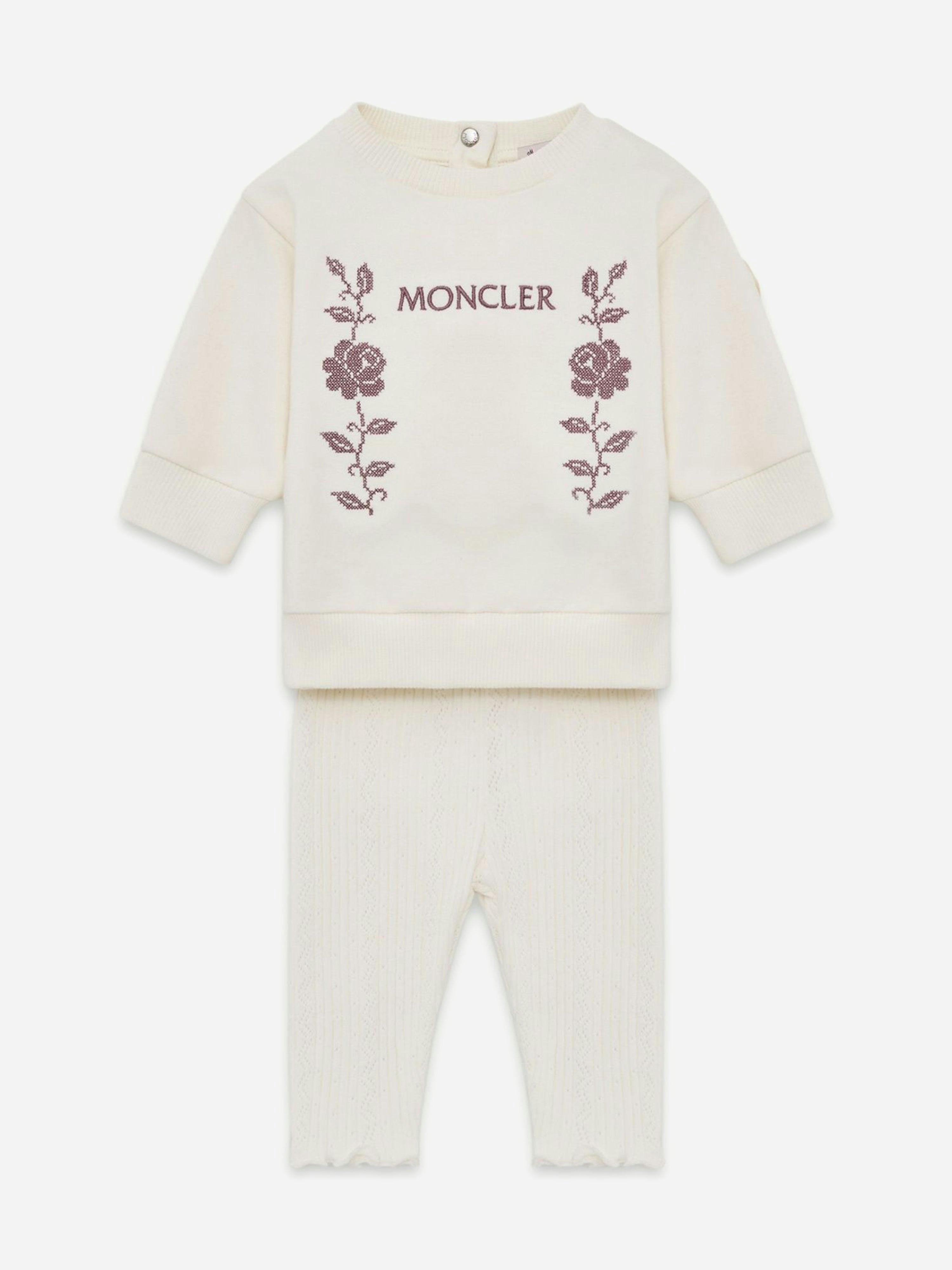 Moncler Enfant Women's Ivory Baby Girls Brushed Fleece Set In - 6 - 9 Mths