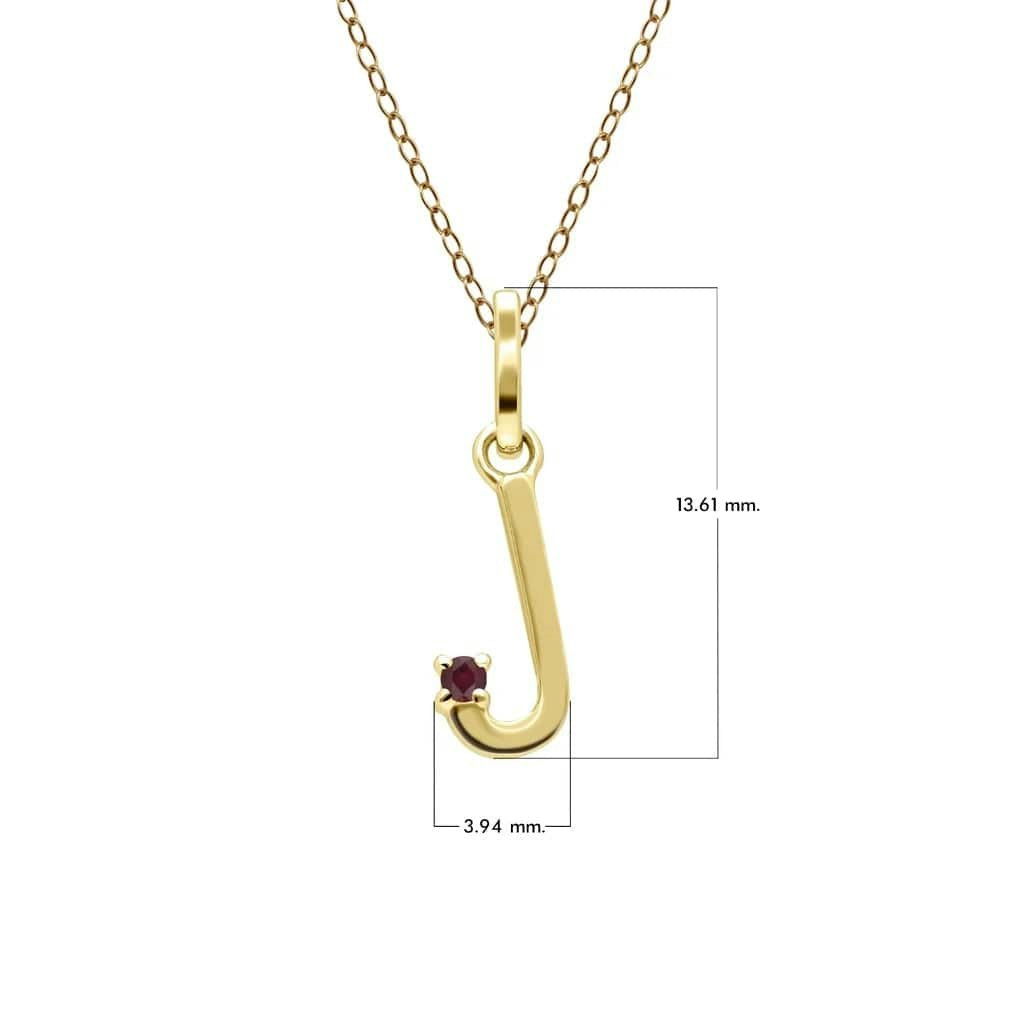Gemondo Yellow/Gold Initial Ruby Letter Necklace In 9Ct - J