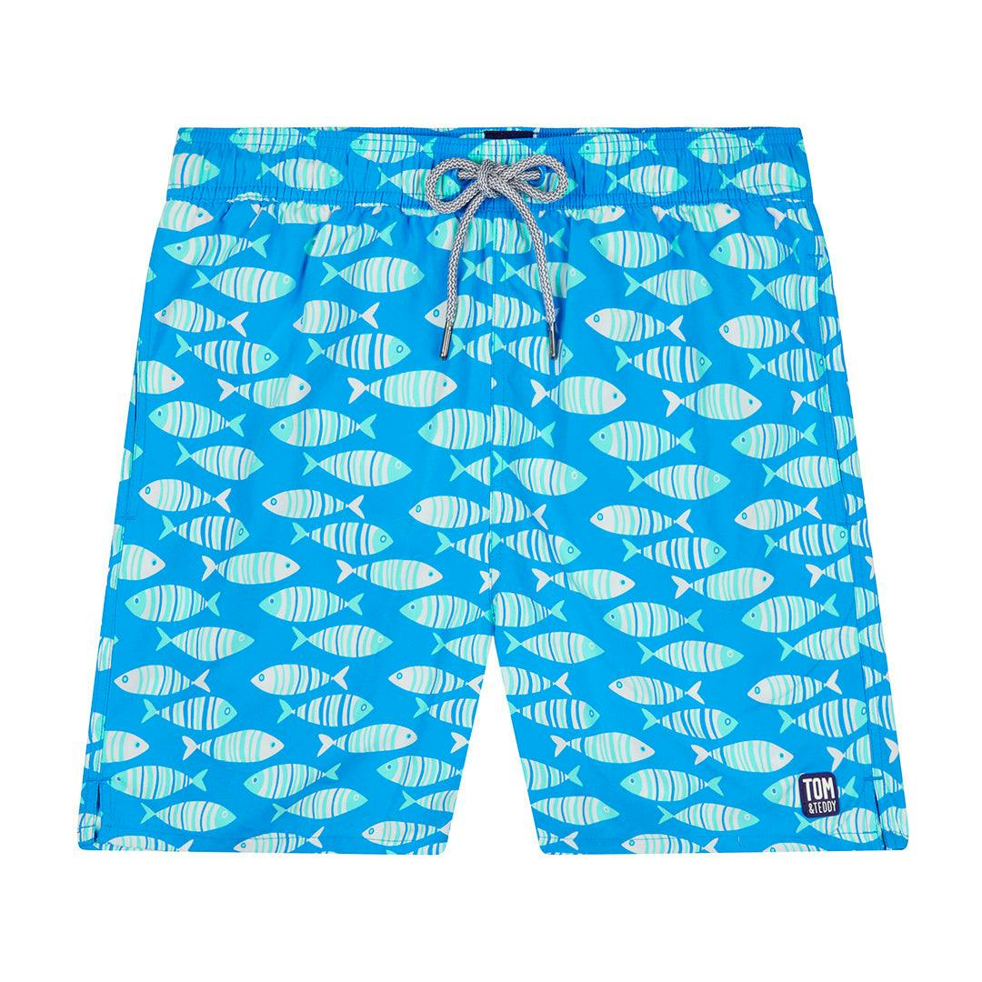 Tom & Teddy Men's Blue Striped Fish - Xl