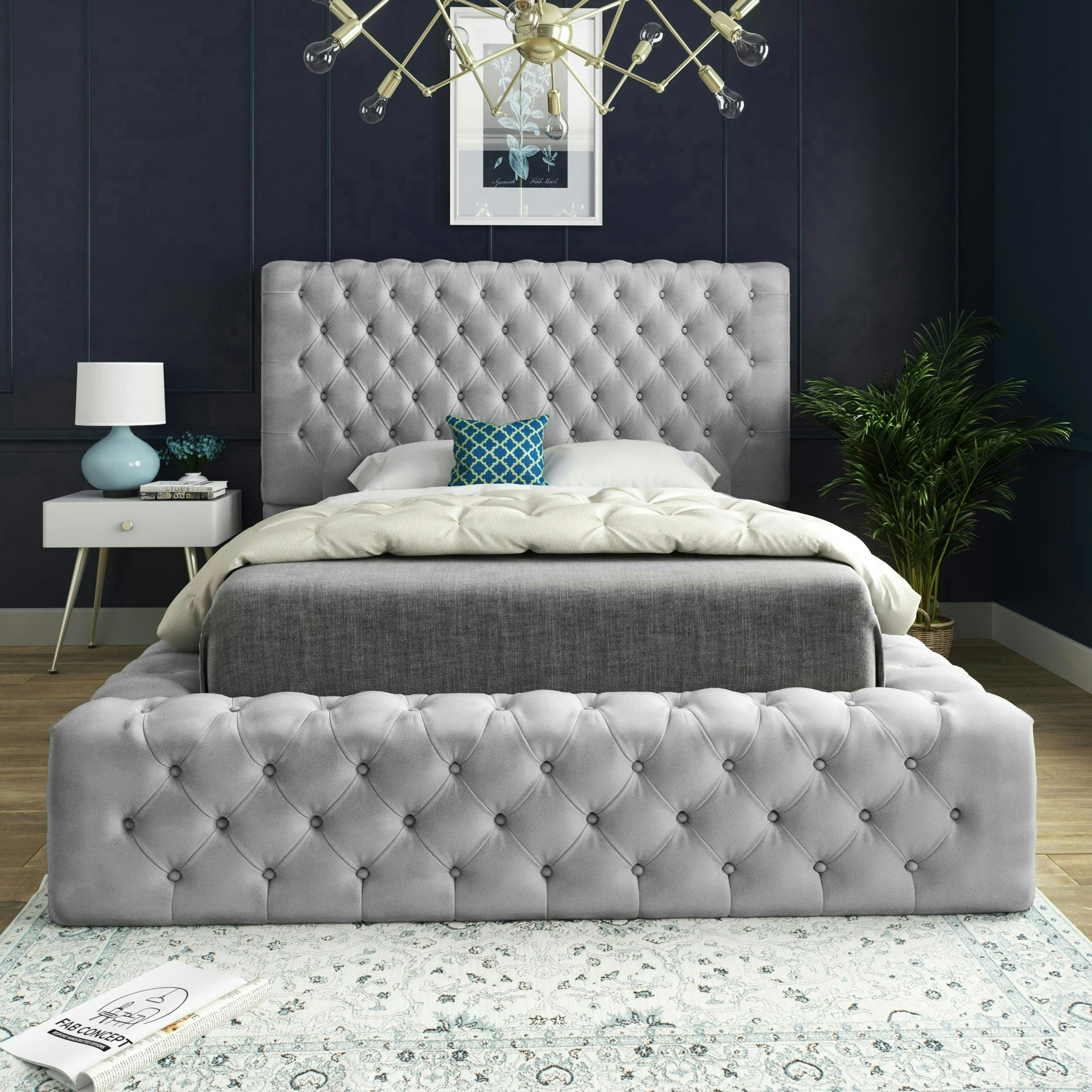 Rackhams Grey Cambridge Bed - Kingsize - 5Ft
