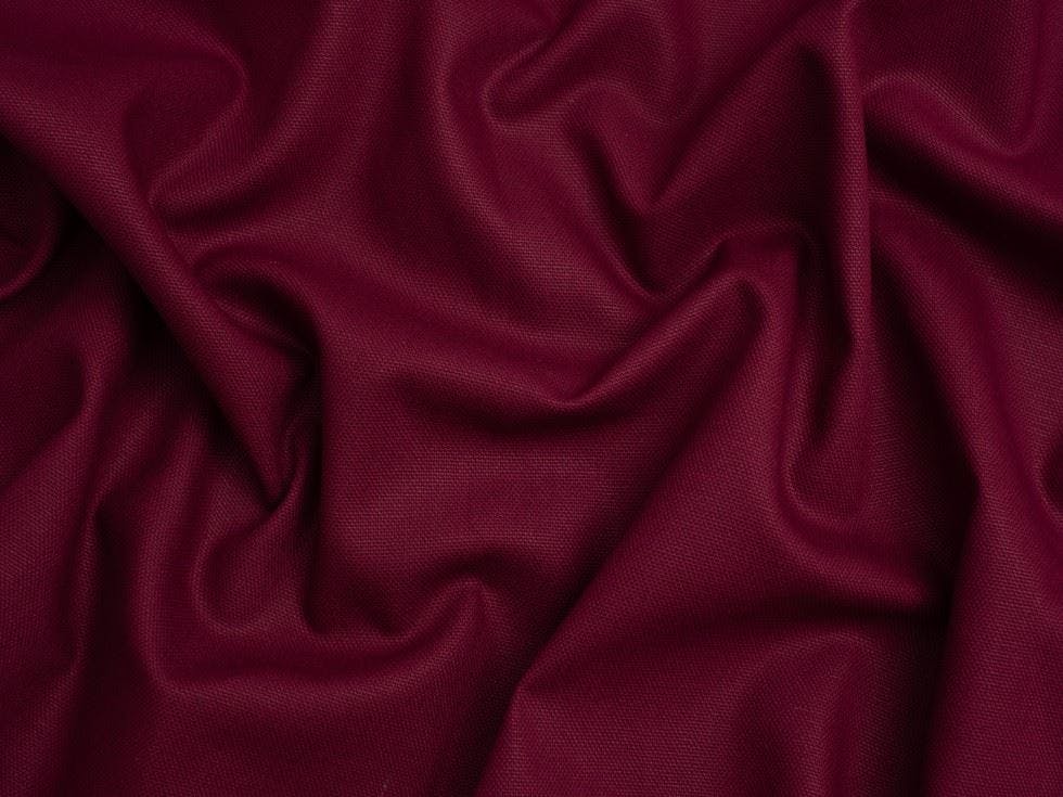 Minerva Burgundy Core Range Basket Weave Soft Cotton Canvas Fabric - Plain Design Dressmaking Fabric, 142 Cm / 56" Wide - Per Metre