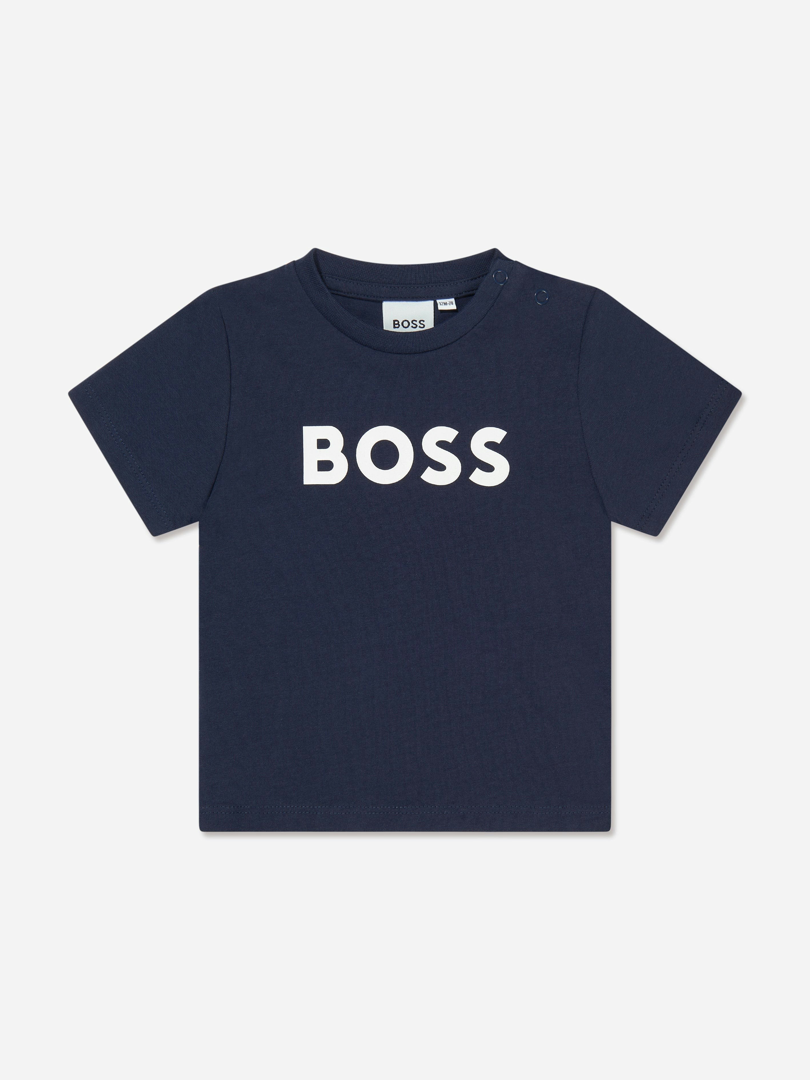 Boss Men's Blue Baby Boys Logo T-Shirt In Navy - 6 Mths