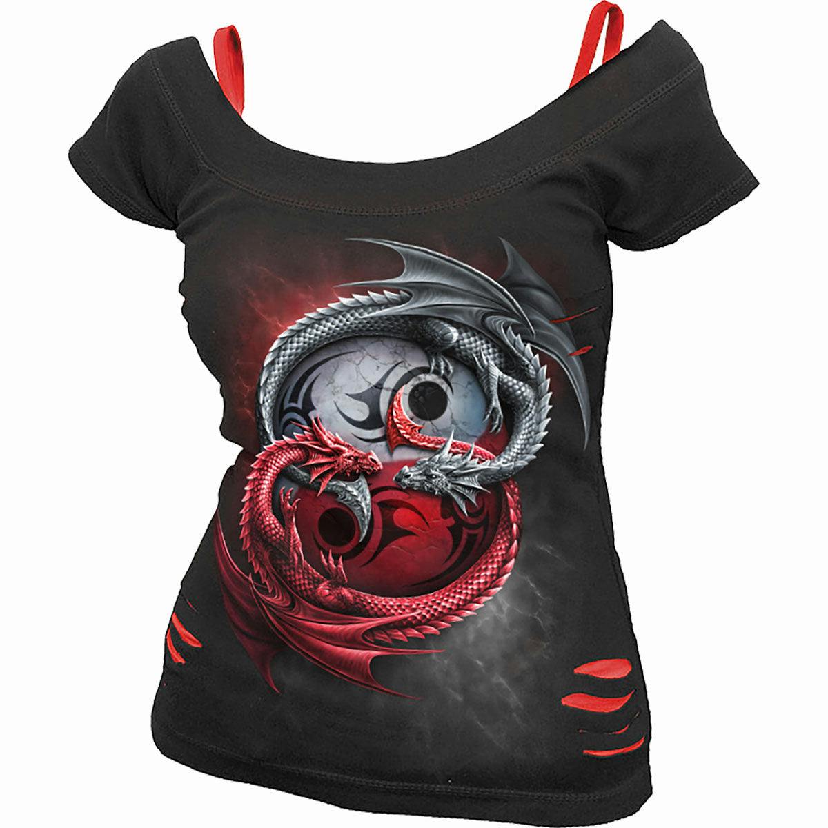 Spiral Direct Red/Black Infinity Dragons - 2In1 Ripped Top - Xxl - Digital - Digital