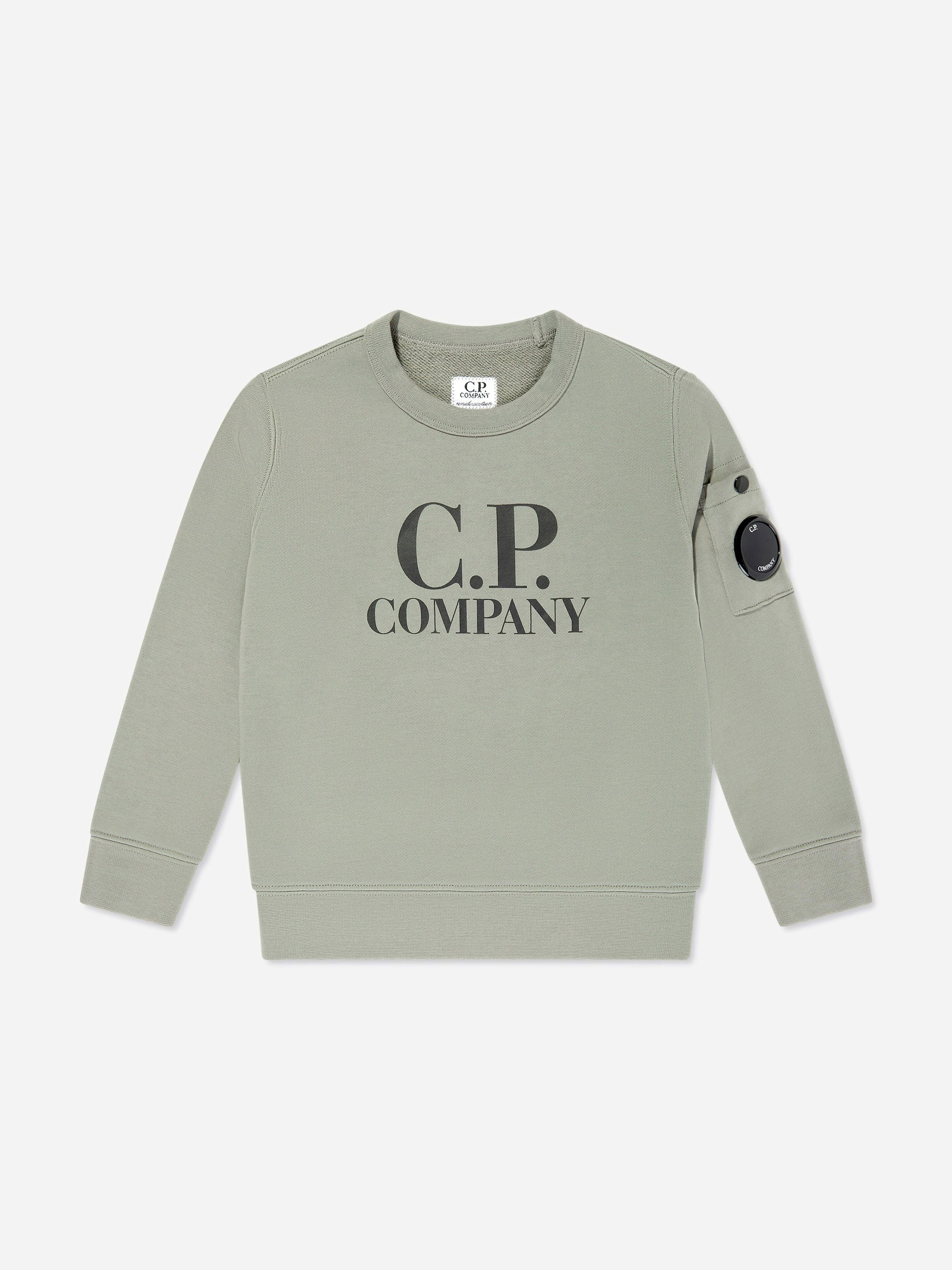 C.p. Company Boys Green Logo Sweatshirt In - 14 Yrs