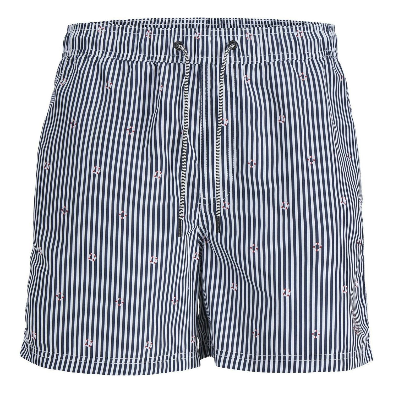Jack And Jones Men's Striped Woven Regular Swim Shorts - Navy Blazer - Xs - Navy Blazer - 100% Mixed
