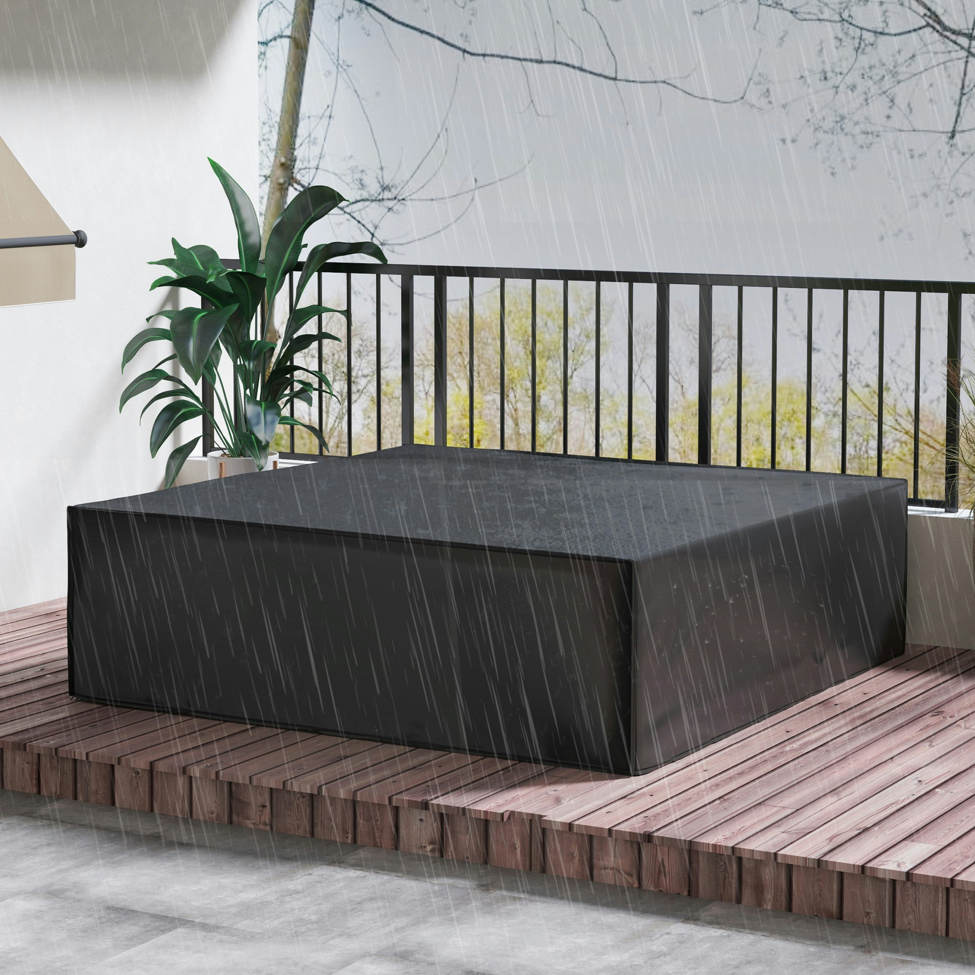 Rackhams Black Large Garden Set Square Cover Outdoor Furniture Waterproof Resist Fade