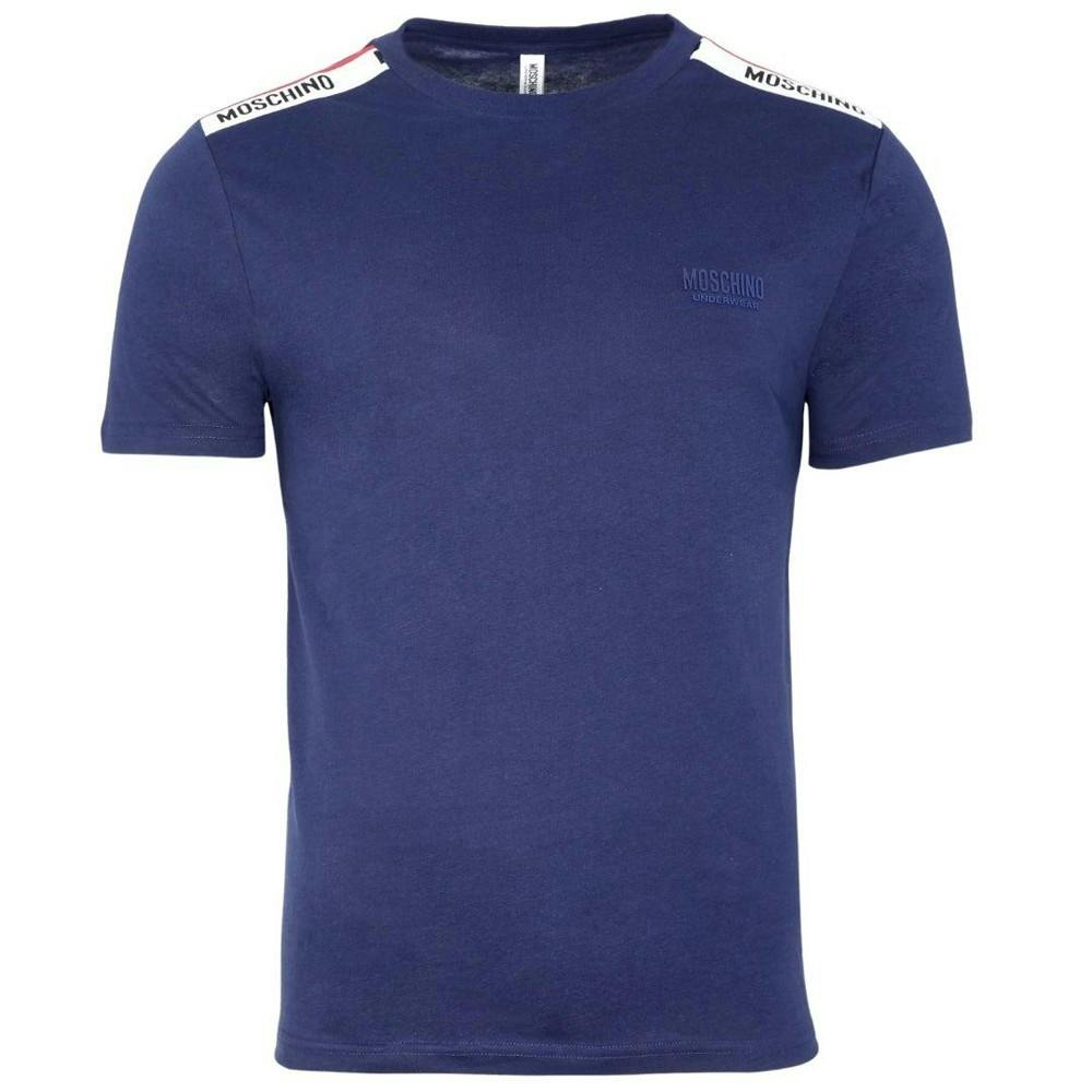 Moschino Unisex Blue Adult Logo Taped Shoulders T-Shirt - Navy - Xs - Navy - 100% Cotton