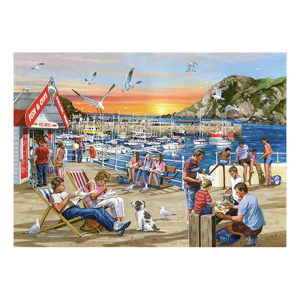 The House Of Puzzles Fish & Chips - 1000 Piece Jigsaw Puzzle Size 48