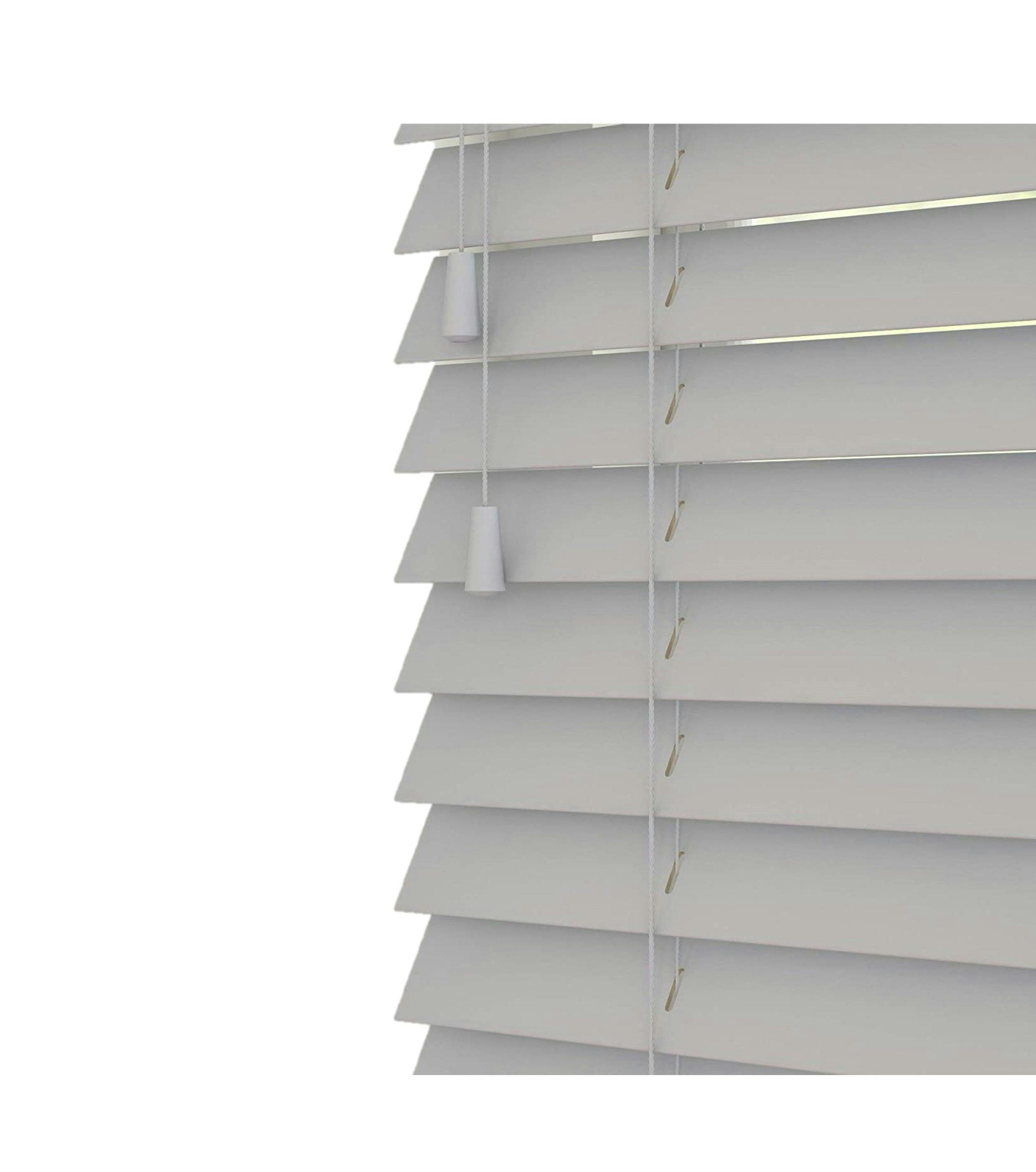 Rackhams Grey Relaxed Wooden Venetian Blinds With Strings (130Cm Drop) - 75Cm