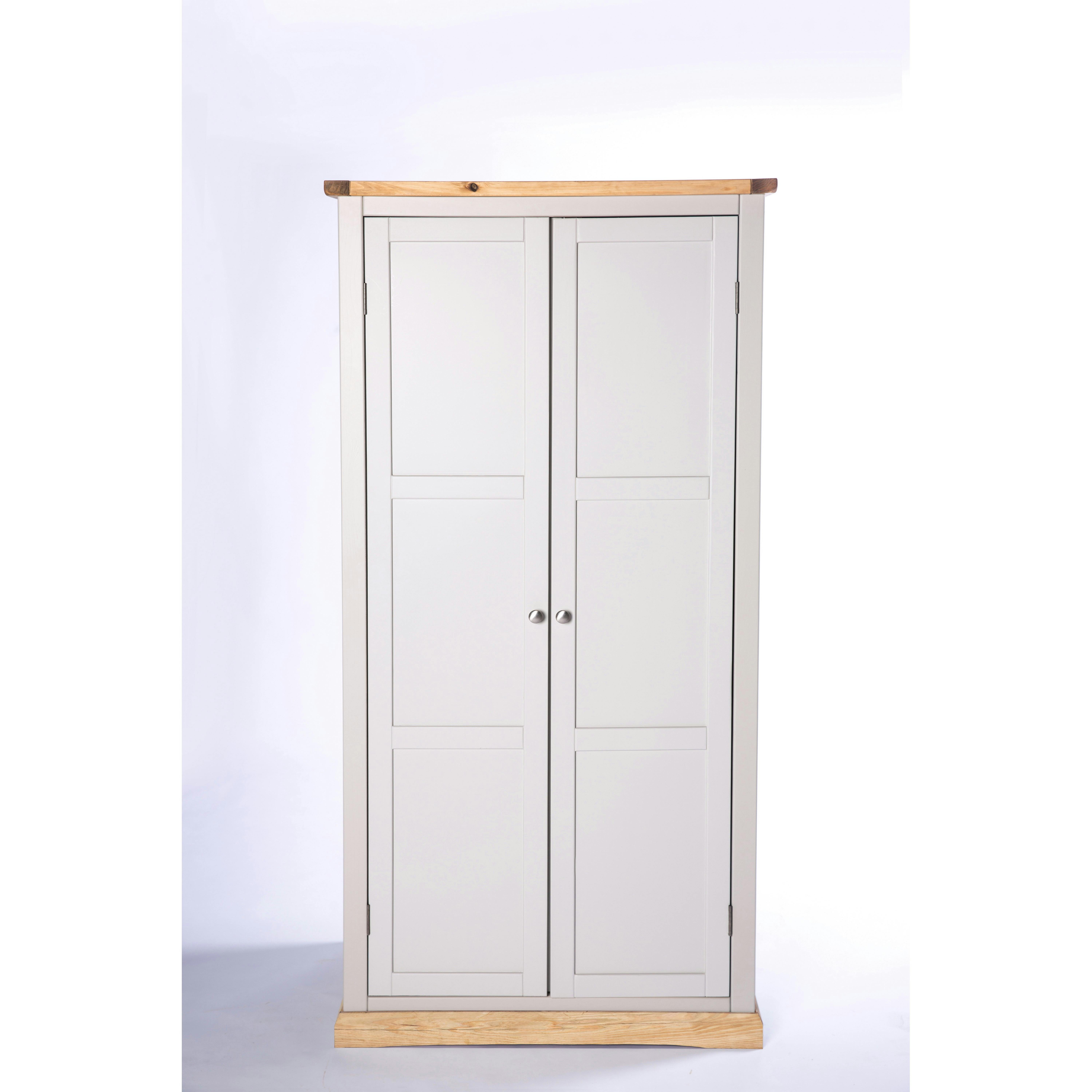 Cabinet Bits Light/Grey Bomporto 2 Door Wardrobe Chrome Knob