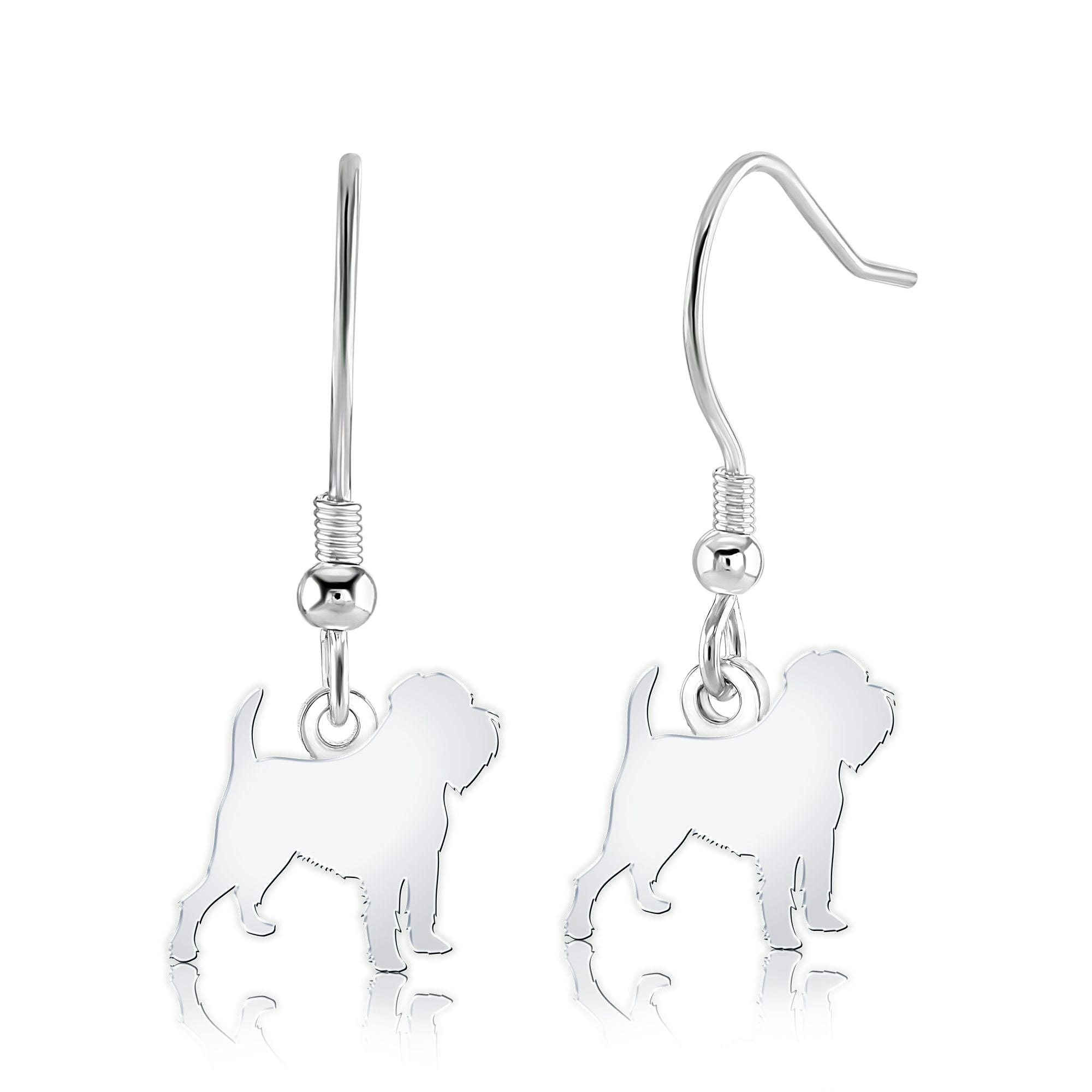 Mylee London Silver Griffon Bruxellois Silhouette Earrings - Yes - Hook