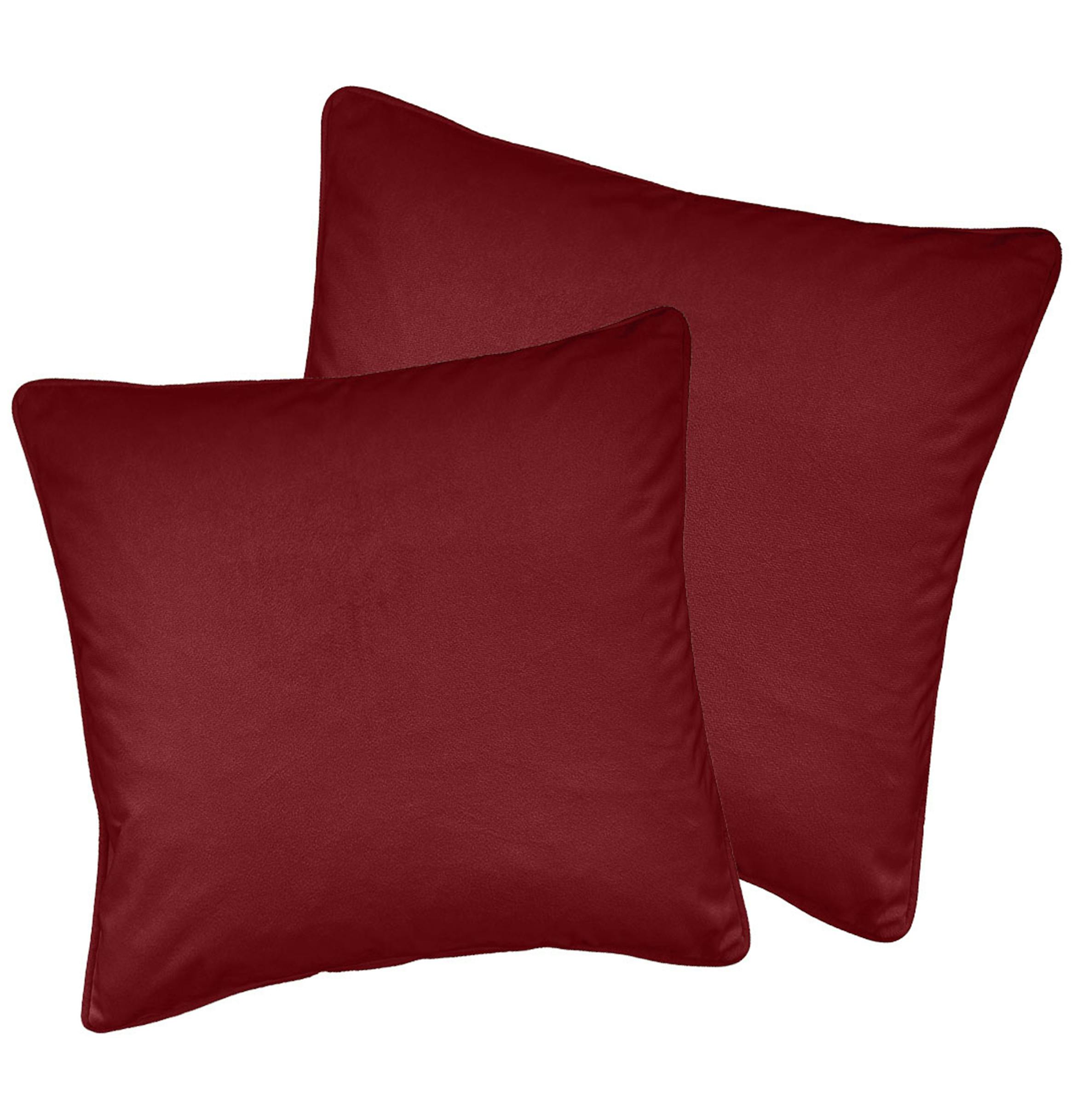 Enhanced Living Red Pair Of Soft Velvet Double Sided Zip Opening Piped Edge Cushion Covers - Cases Only - 22" (55Cm) X 22" (55Cm)
