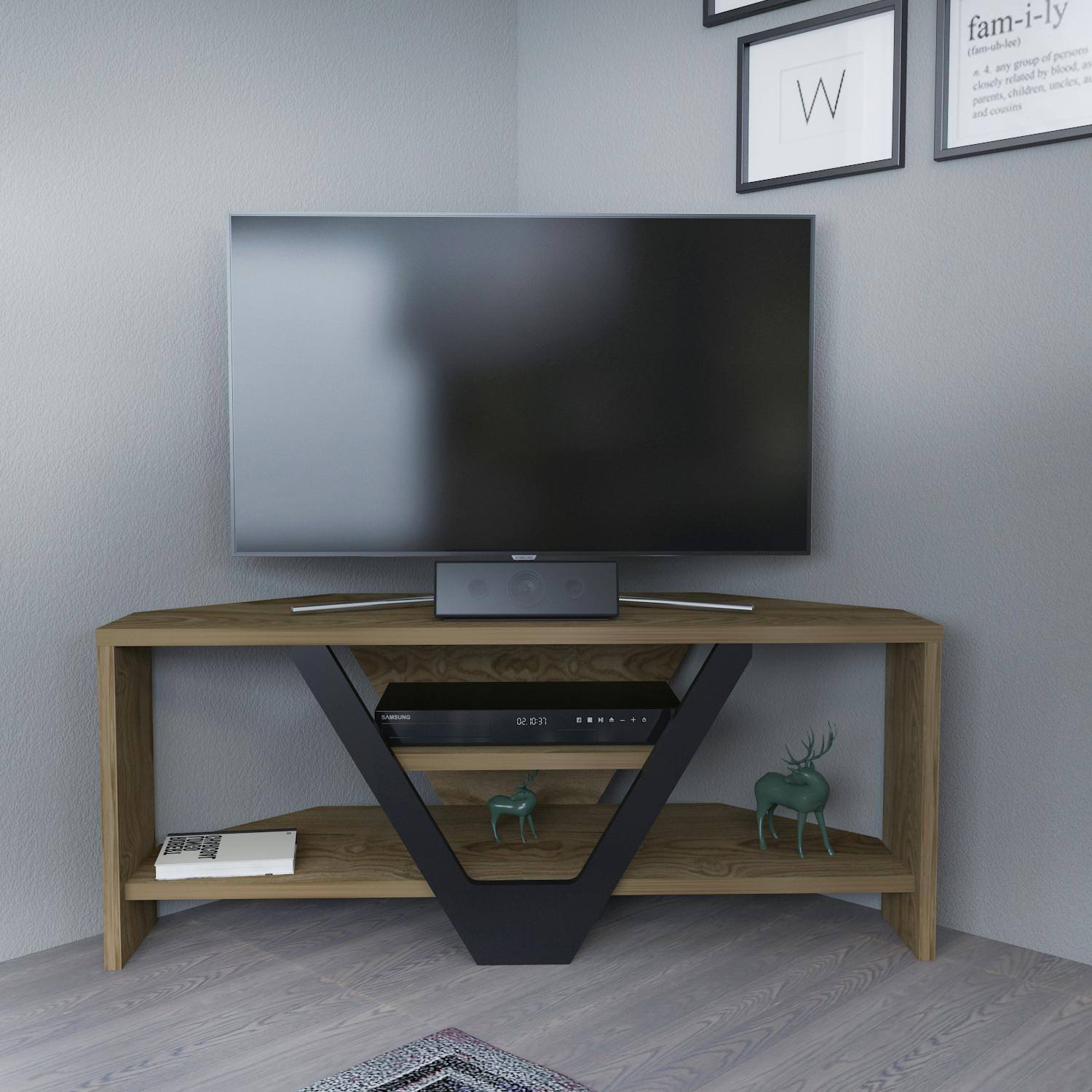 Rackhams Black Karin Modern Tv Stand Tv Cabinet For Tv's Up To 40" - Oud Oak