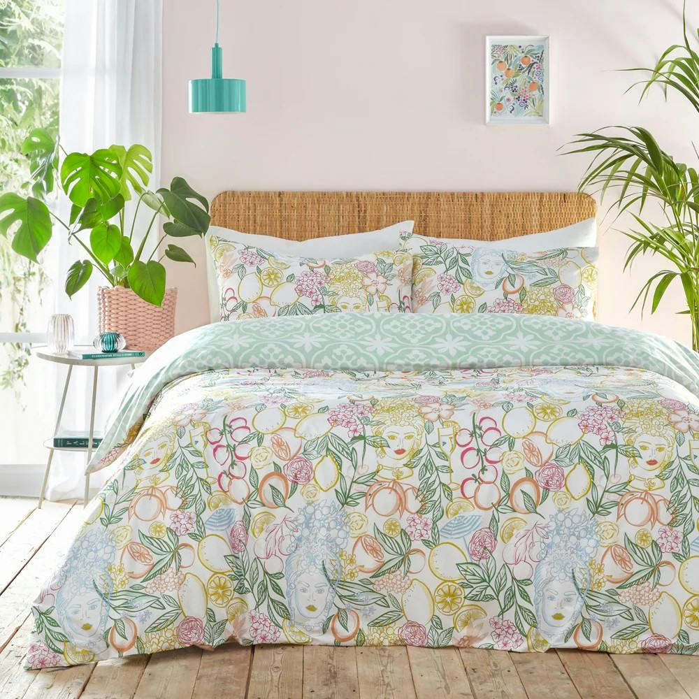 Furn Taormina Floral Duvet Cover Set - Multicoloured - King - Multicoloured - 50% Cotton/50% Polyester