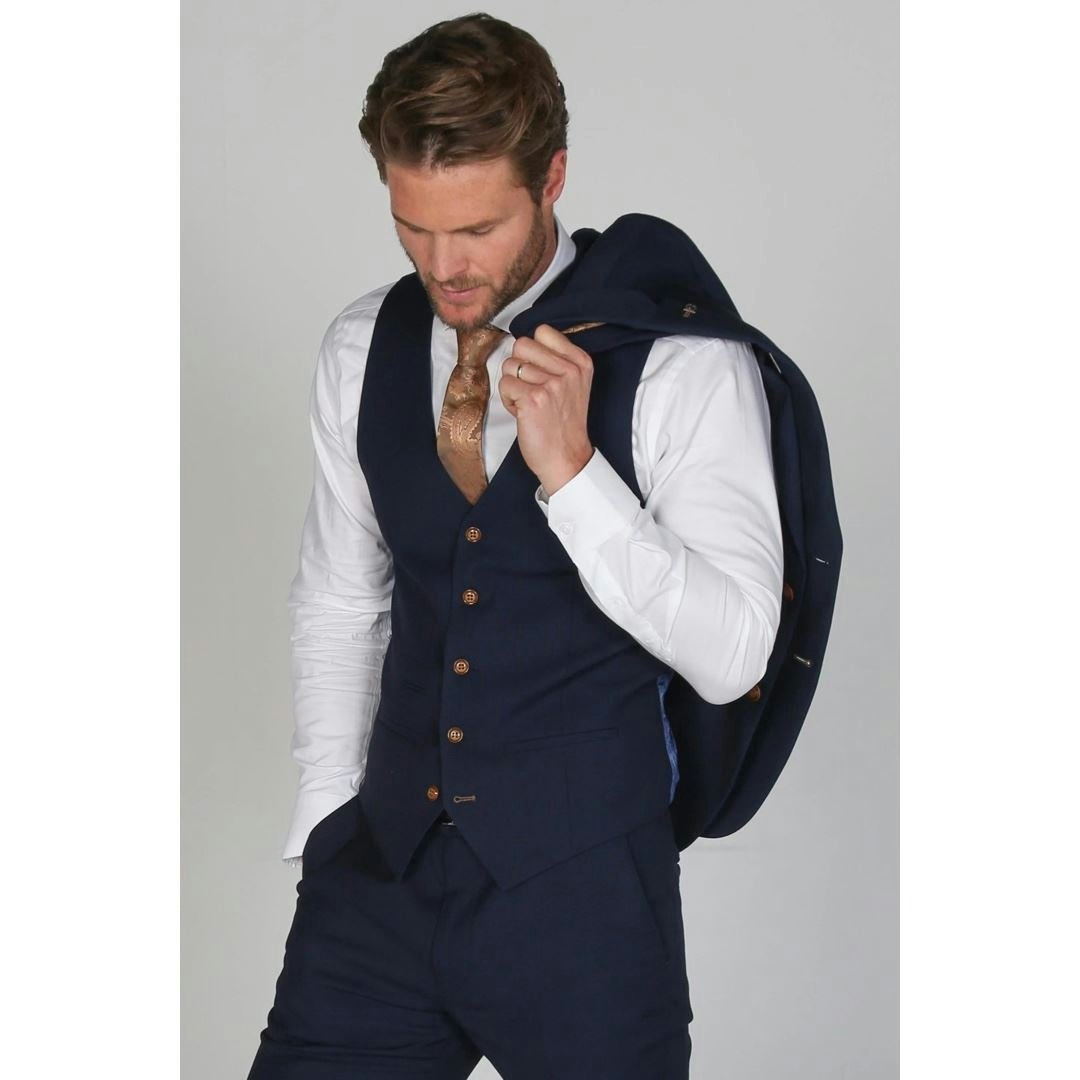 Paul Andrew Men's Mayfair- Plain Navy Waistcoat - 36