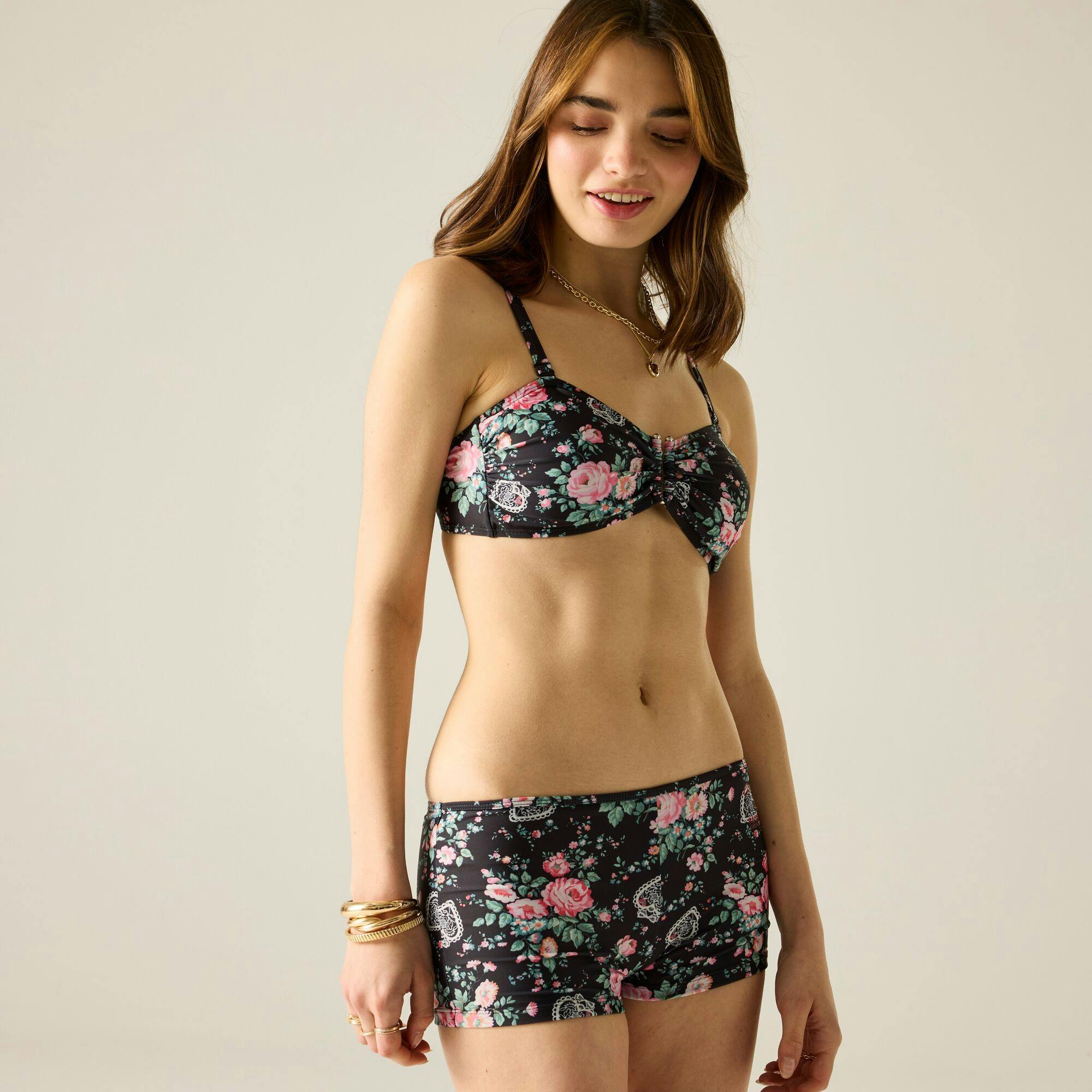 Regatta Cath Kidston Hackney Rose Bikini Top for Women, Black, Size 10 UK - Image 3