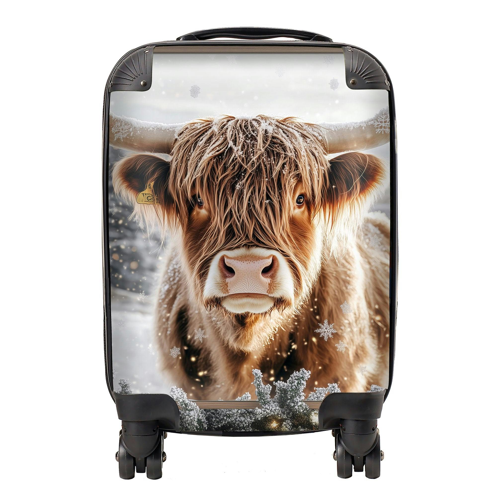 Warren Reed Wintery Highland Cow Suitcase - Small