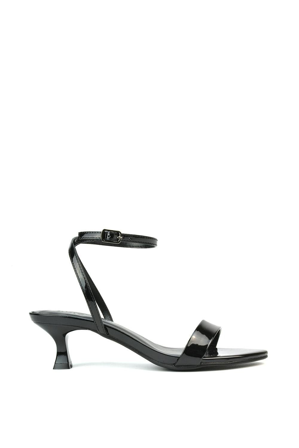 Xy London Women's Black Kitten Low Heel Strappy Sandal Two Part Heeled Shoes - 7