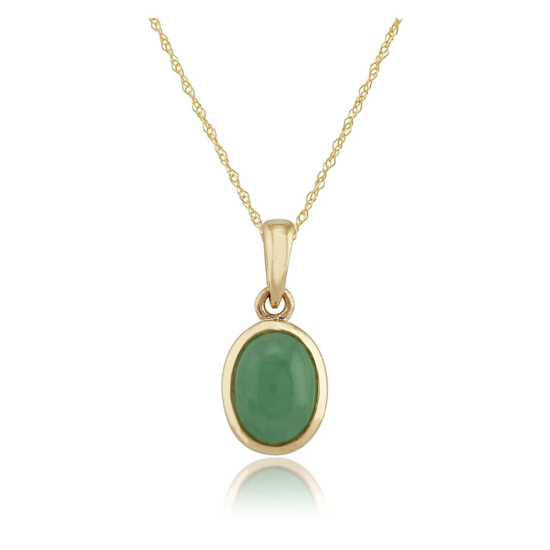 Gemondo Green/Yellow/Gold Classic Dyed Jade Cabochon Pendant 9Ct
