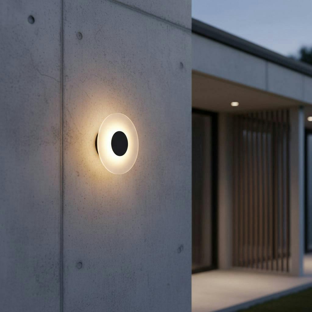 Rackhams Black 6 Watt Round Wall Outdoor Lamp