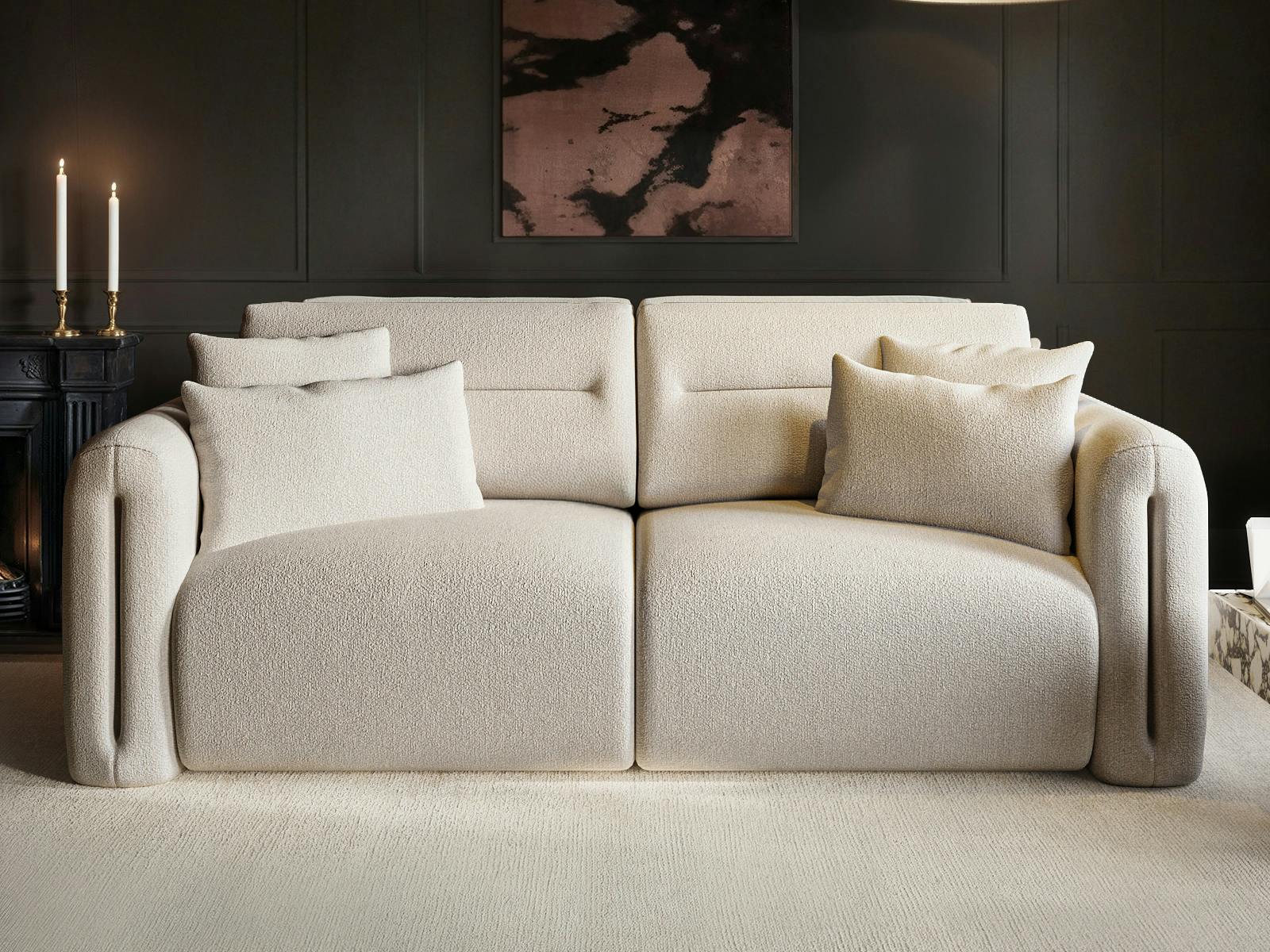 Solace+Co Beige Mabel 3 Seater Sofa Chenille - 3 Seater - Chenille
